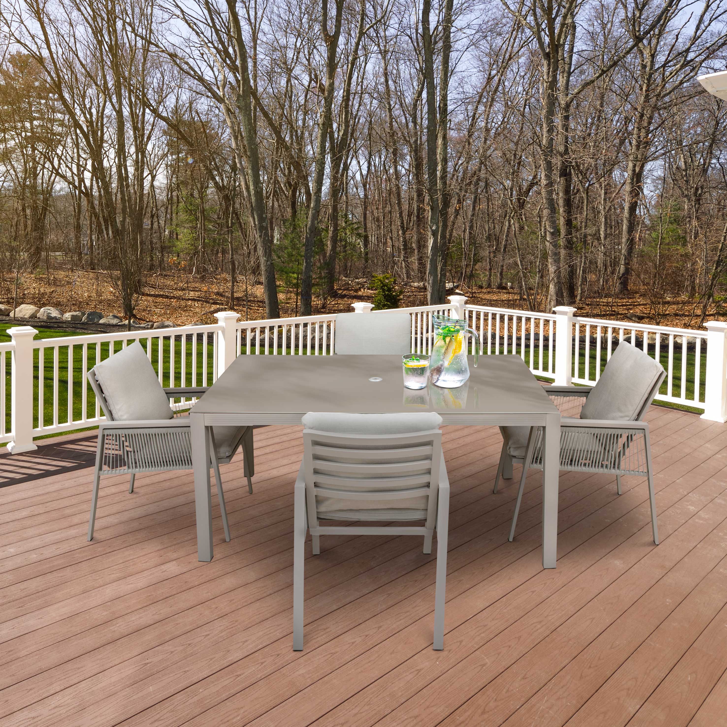 Dellonda Fusion 5-Piece Outdoor Dining Set with Weatherproof Aluminum Frame - Patio Furniture for Backyard, Garden & Poolside Dining | DG275
