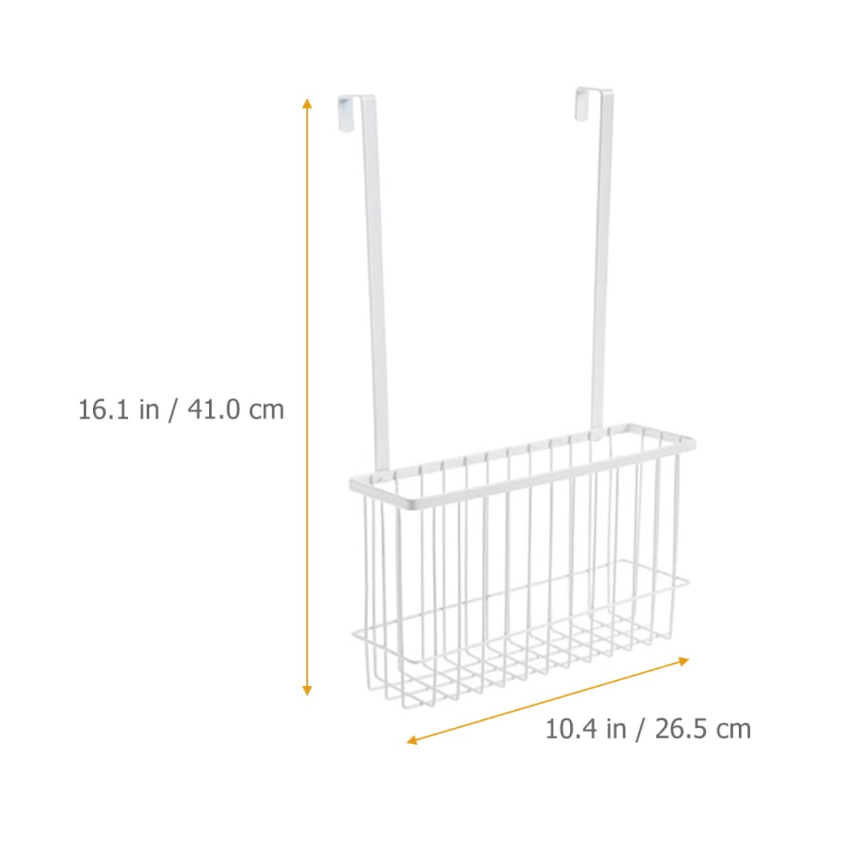 Stainless Steel Wire Cabinet Door Organizer - White Kitchen Hanging Basket (41x26.5cm) - 2-Tier Space Saving Storage for Cookware, Pans & Cutting Boards - Perfect for Small Kitchens & Pantry Organization
