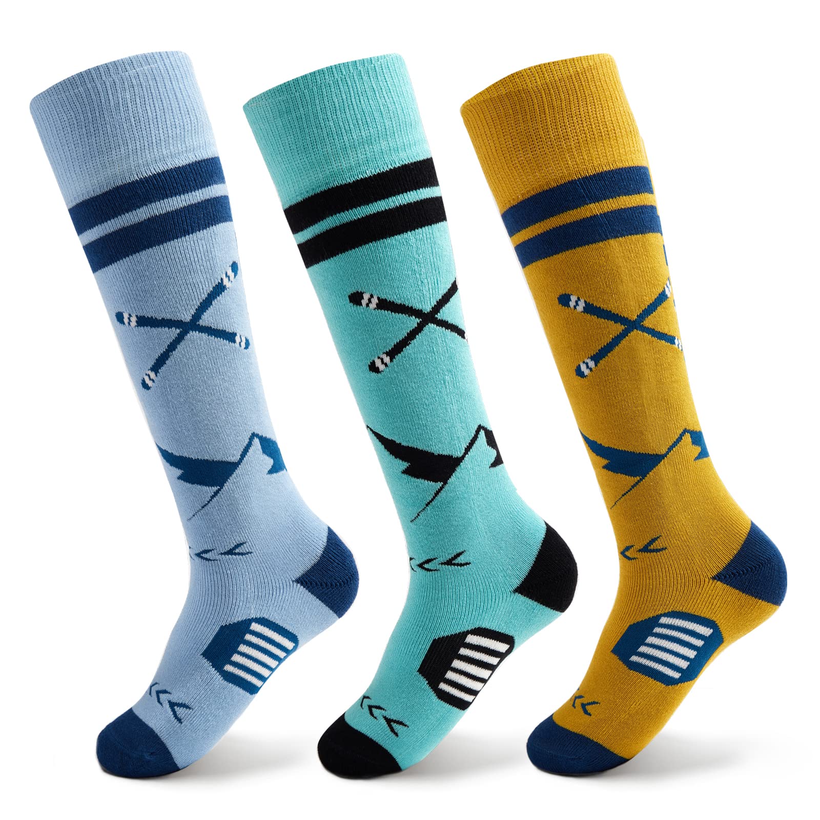 **Kids' Thermal Ski Socks for Boys & Girls - 3 Pack Warm Winter Snowboarding & Skating Socks - Thick & Cozy for Skiing, Snow Play & Outdoor Winter Activities**