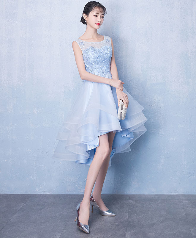 Elegant Blue Scoop Neck Tulle Short Prom Dress | A-Line Homecoming Party Gown for Teens | Perfect for School Dances, Formal Events & Special Occasions