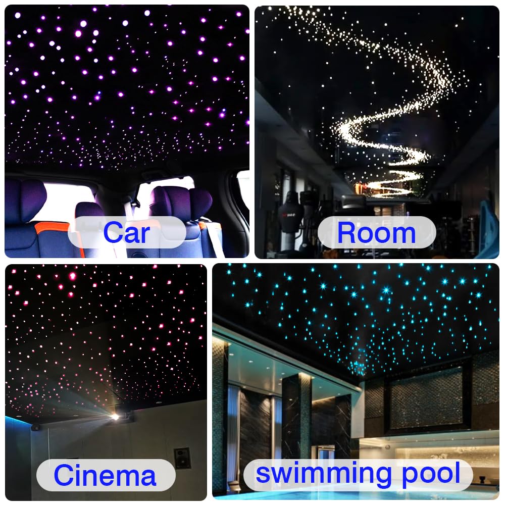 16W Fiber Optic Star Ceiling Light Kit with APP & 28-Key Remote Control - RGBW Music Sync & Sound Sensor for Cars, Bedrooms & Home Decor | 420pcs 0.03in 9.8ft Optical Fiber Cable | Perfect for Romantic Nights, Gaming Rooms & Vehicle Interior Lighting