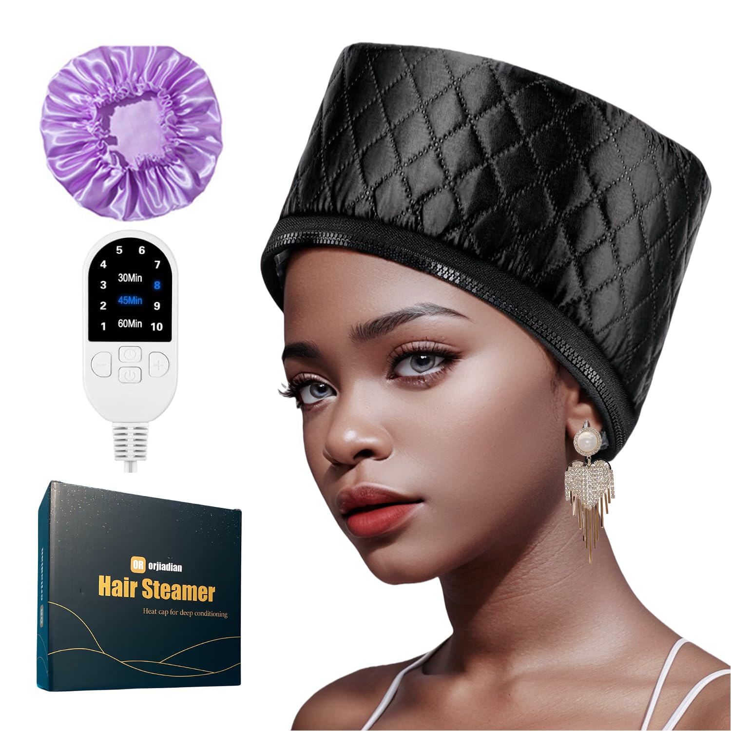 Thermal Hair Steamer Cap for Deep Conditioning - 10-Level Quick Heating Steam Cap for Natural & Black Hair Treatment - Perfect for Home Use & Salon Styling