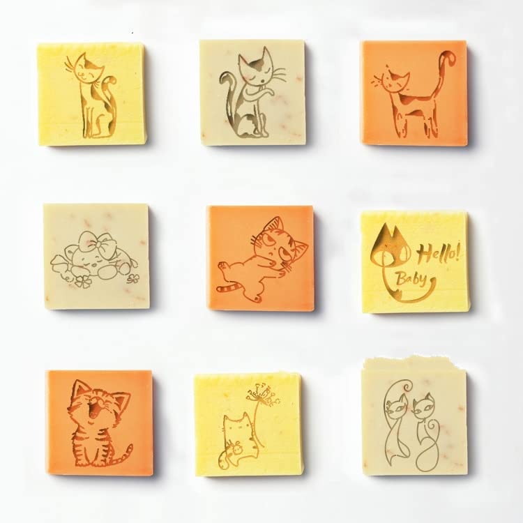 Natural Handmade Cat Soap with DIY Stamp Seal - Mini Size for Gifts, Bath & Pet Care - Perfect for Cat Lovers, Home Spa & Unique Present Ideas