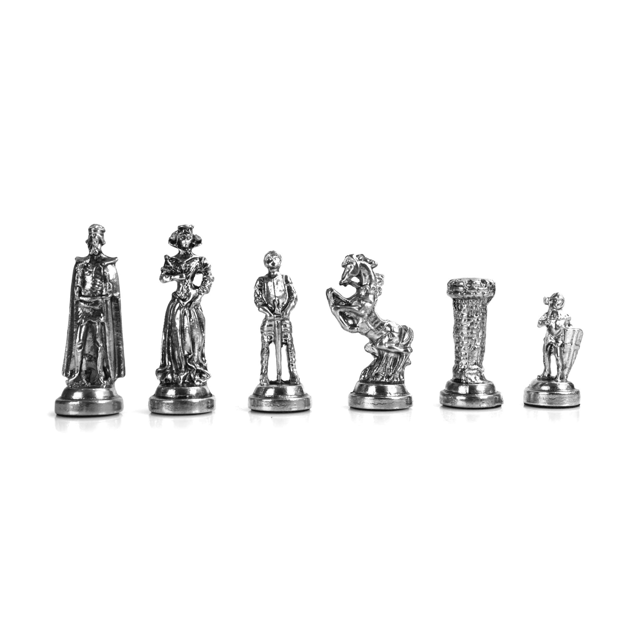 Handmade Medieval British Army Antique Copper Chess Set for Adults with Natural Solid Wooden Board & Pearl Inlay - 2.75