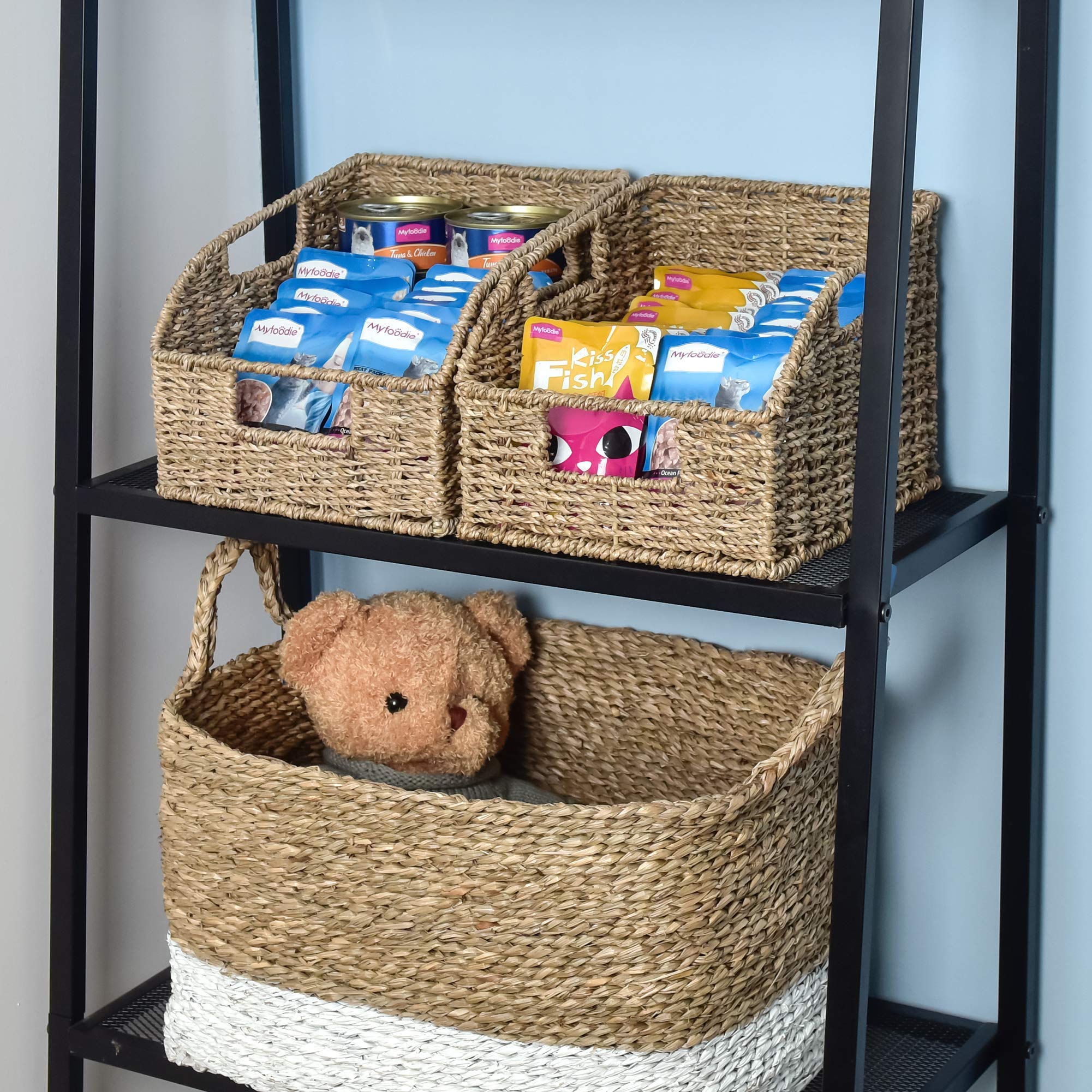 Seagrass Wicker Storage Baskets Set - Natural Woven Organizer for Home, Bathroom, Closet & Nursery Decor | Perfect for Laundry, Toys & Blanket Organization