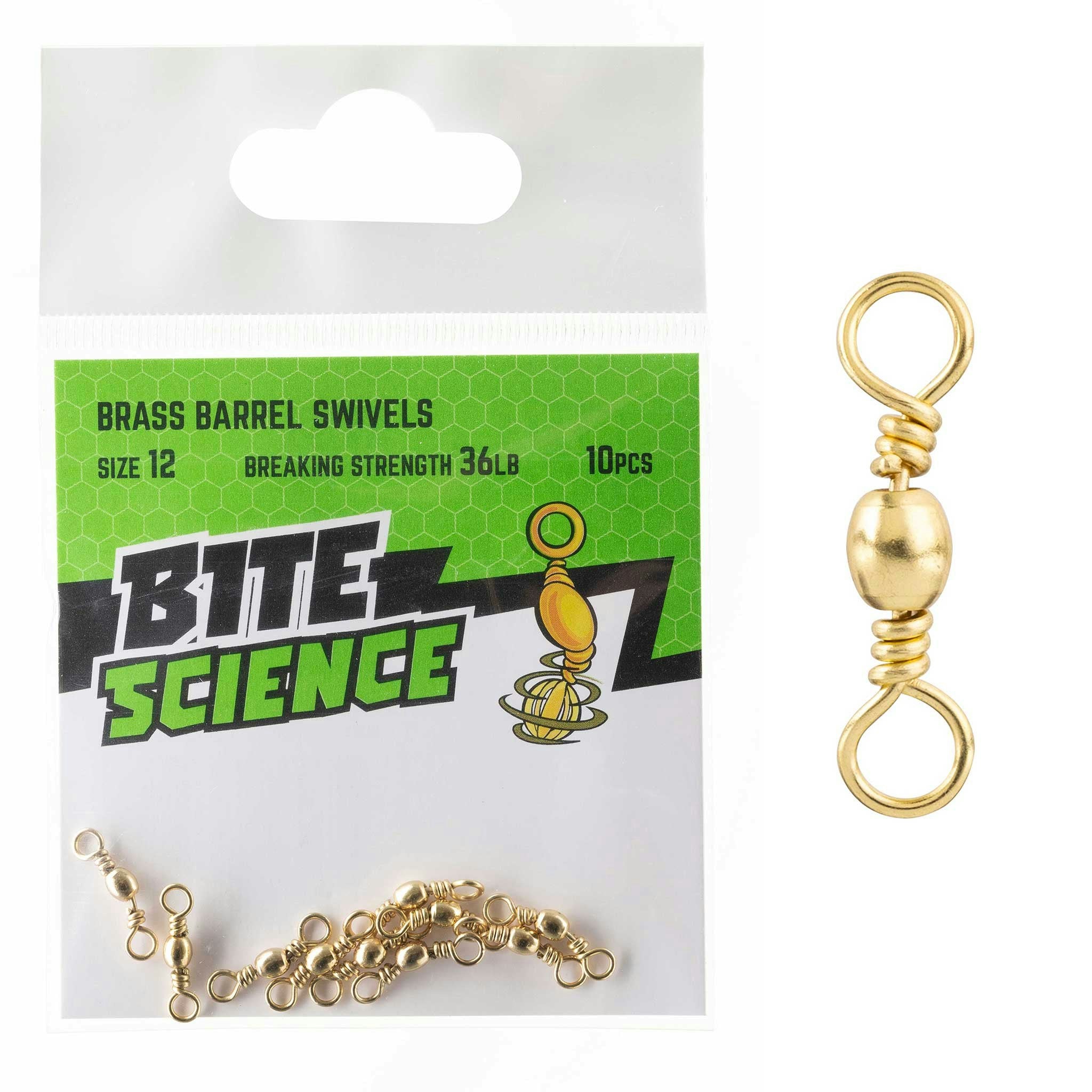 Bite Science Swivels Brass Barrel - High-Quality Fishing Swivel for Saltwater & Freshwater - Perfect for Anglers, Trolling & Fly Fishing Accessories