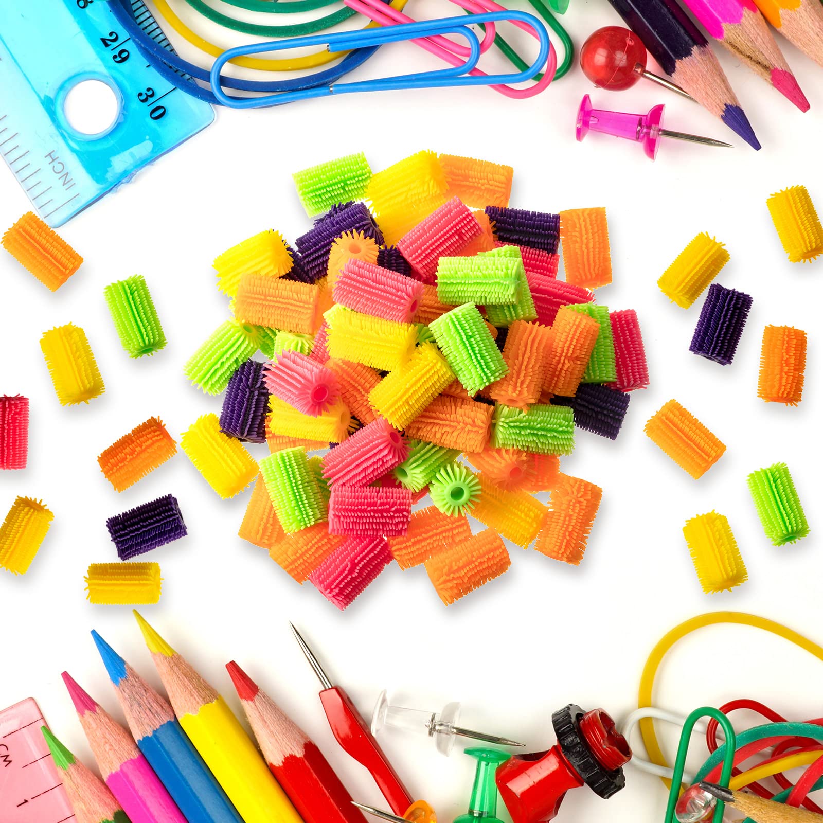 Colorful Squeeze Pencil Holder for Kids - 150 Pack, Handwriting Aid & Grip Trainer for School & Art
