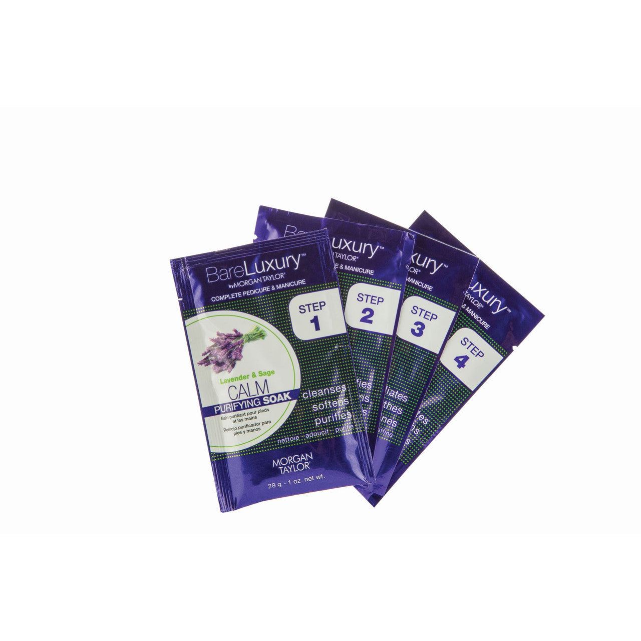 BareLuxury by Morgan Taylor Complete Mani Pedi Set - Calm Lavender & Sage Scented Nail Care Kit (4-Pack) | At-Home Spa Treatment & Relaxation Gift for Women