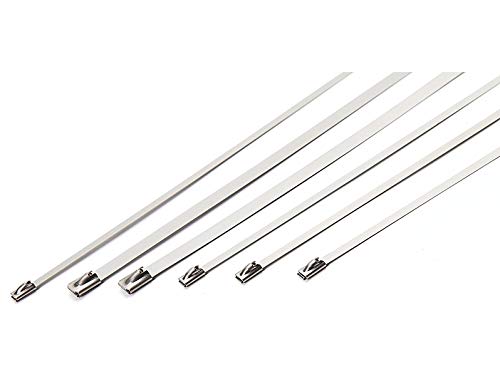 SYD 12-Inch Heavy Duty 304 Stainless Steel Cable Ties (100-Pack) - Natural Finish for Outdoor, Industrial & Home Organization