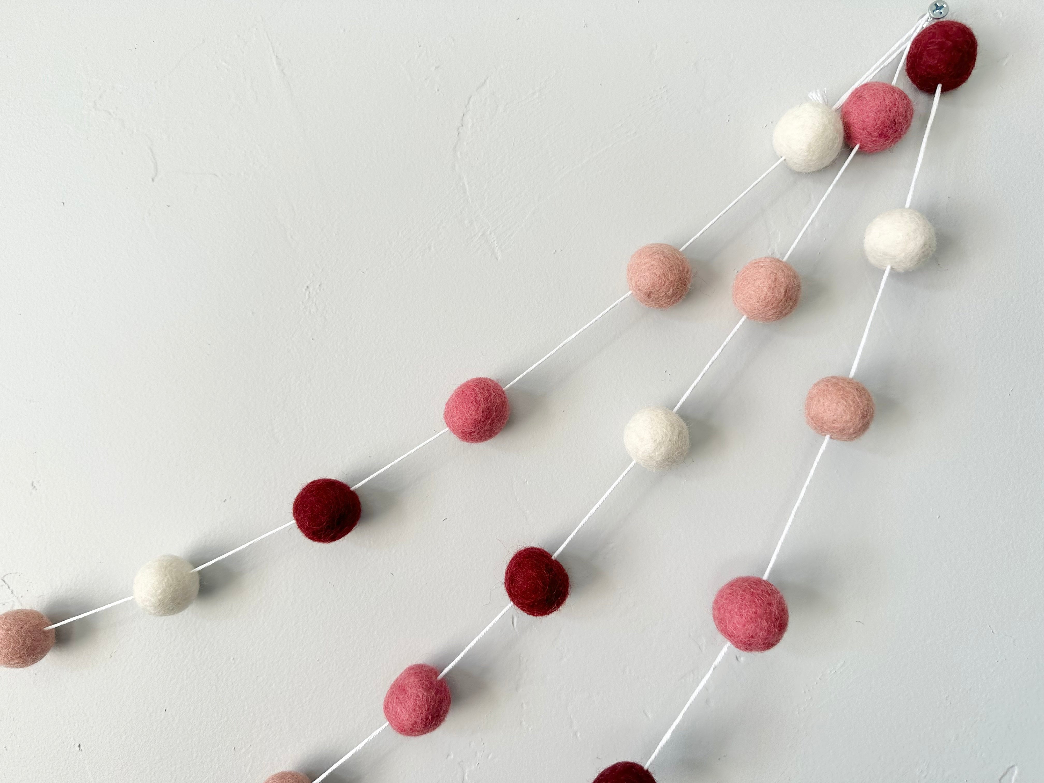Dark Pink Ombre Felt Ball Garland - Handmade Wool Decor for Nursery, Wedding & Party Backdrop - Perfect for Baby Shower, Birthday & Home Decoration