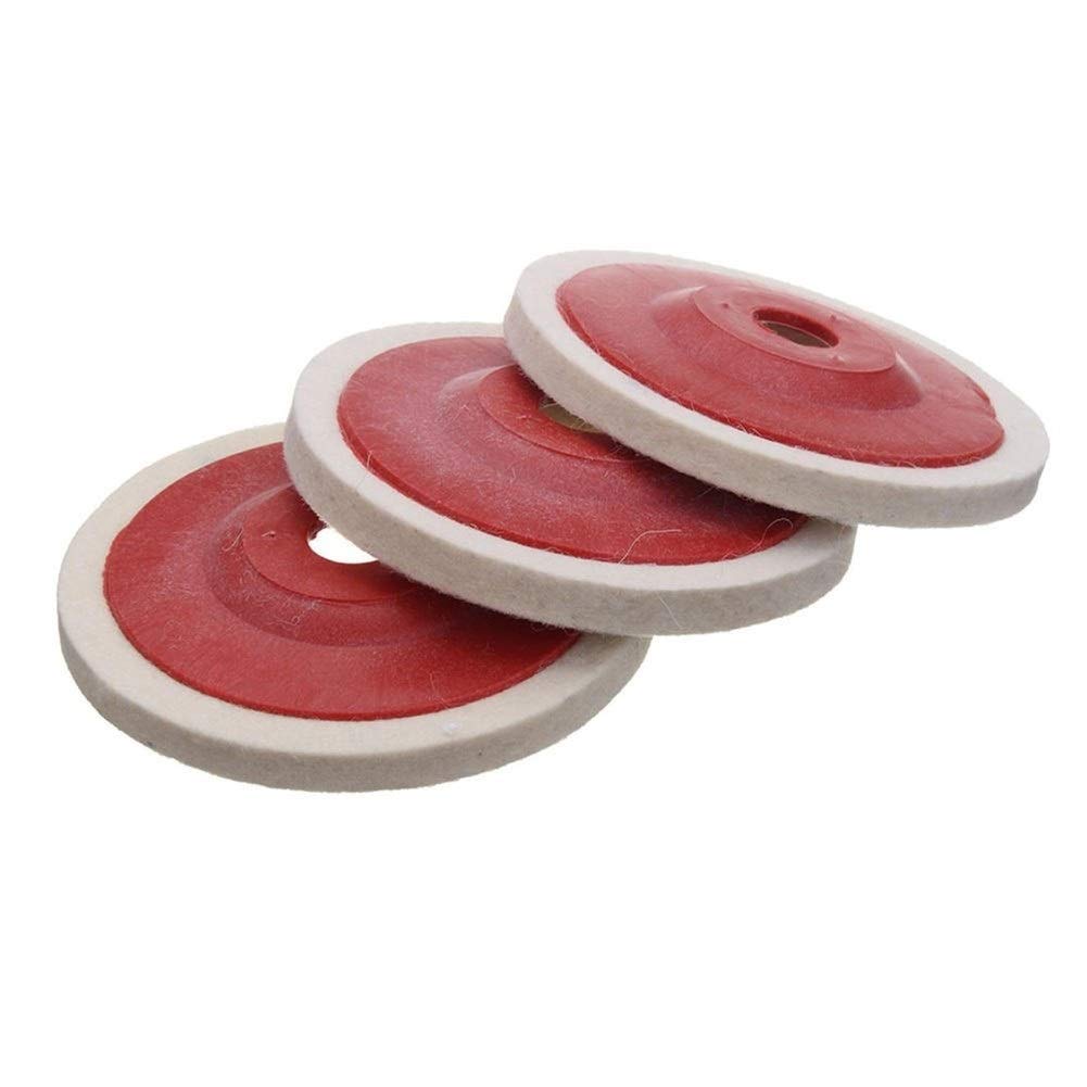 Durable 3-Piece 100mm (4 Inch) Wool Buffing Wheel for Angle Grinder - Felt Polishing Disc Pad Kit for Metal, Wood & Automotive Polishing