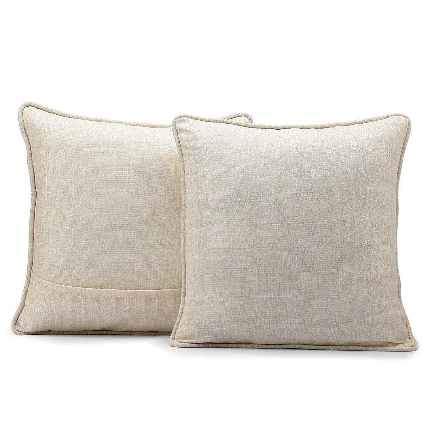 French Ivory Faux Raw Silk Cushion Covers Set of 2 - Elegant Sofa Pillow Covers for Living Room, Bedroom Decor - Luxury Home Textile Accessories for Couch, Chair, Window Seat