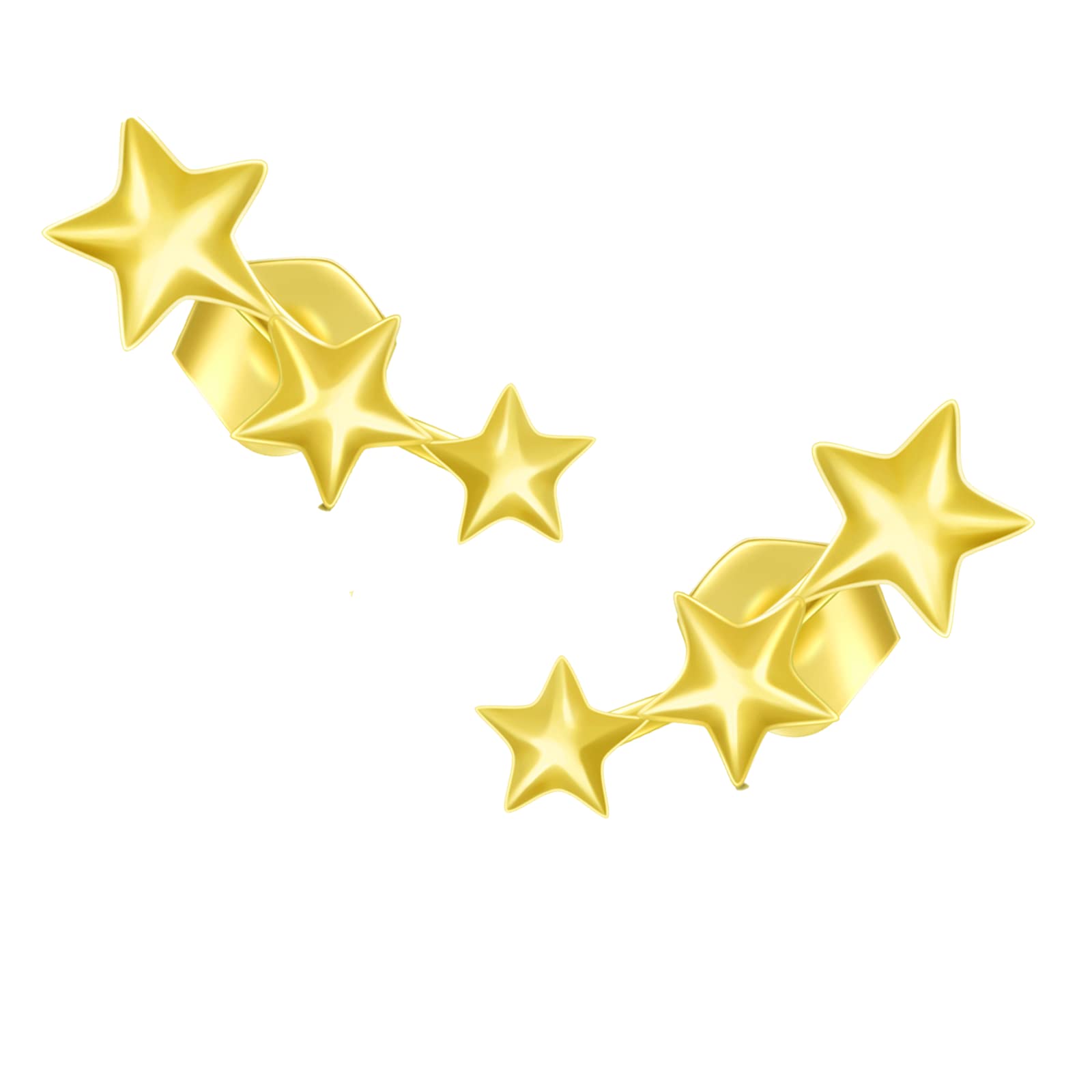 14K Real Gold Star Stud Earrings for Women - Yellow Gold Three Stars Tiny Celestial Jewelry | Perfect Birthday & Christmas Gifts for Her | Everyday Wear, Date Night & Special Occasions