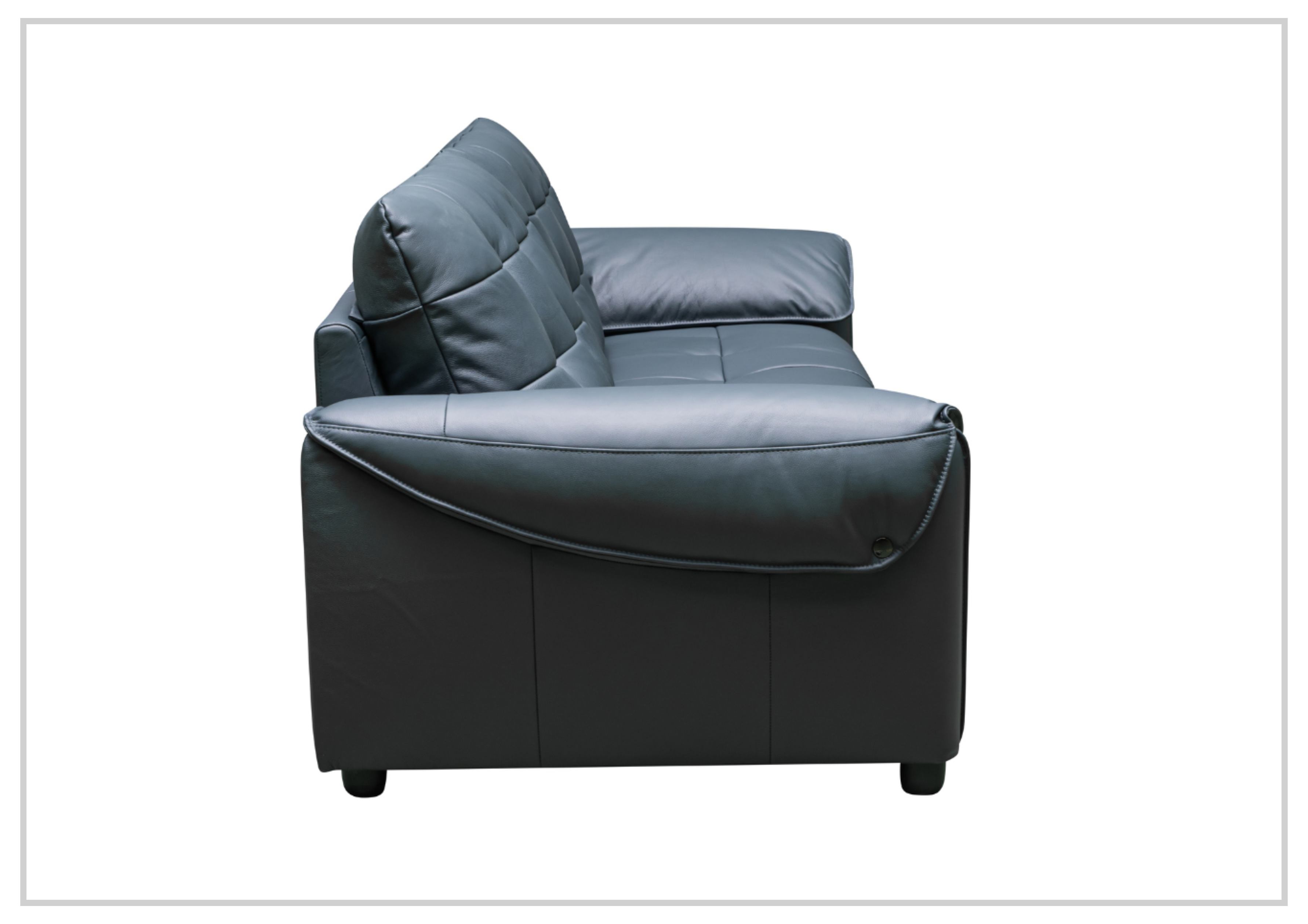 Klaussner Sofiano 2-Seater Blue Leather Sofa with Plush Back Support - Modern Living Room Furniture for Small Spaces & Apartments