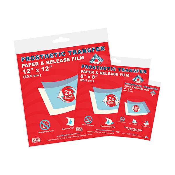 PTM Prosthetic Transfer Paper & Release Film - 10 Sheets for Tattoo Stencil, Temporary Tattoo & Body Art Application