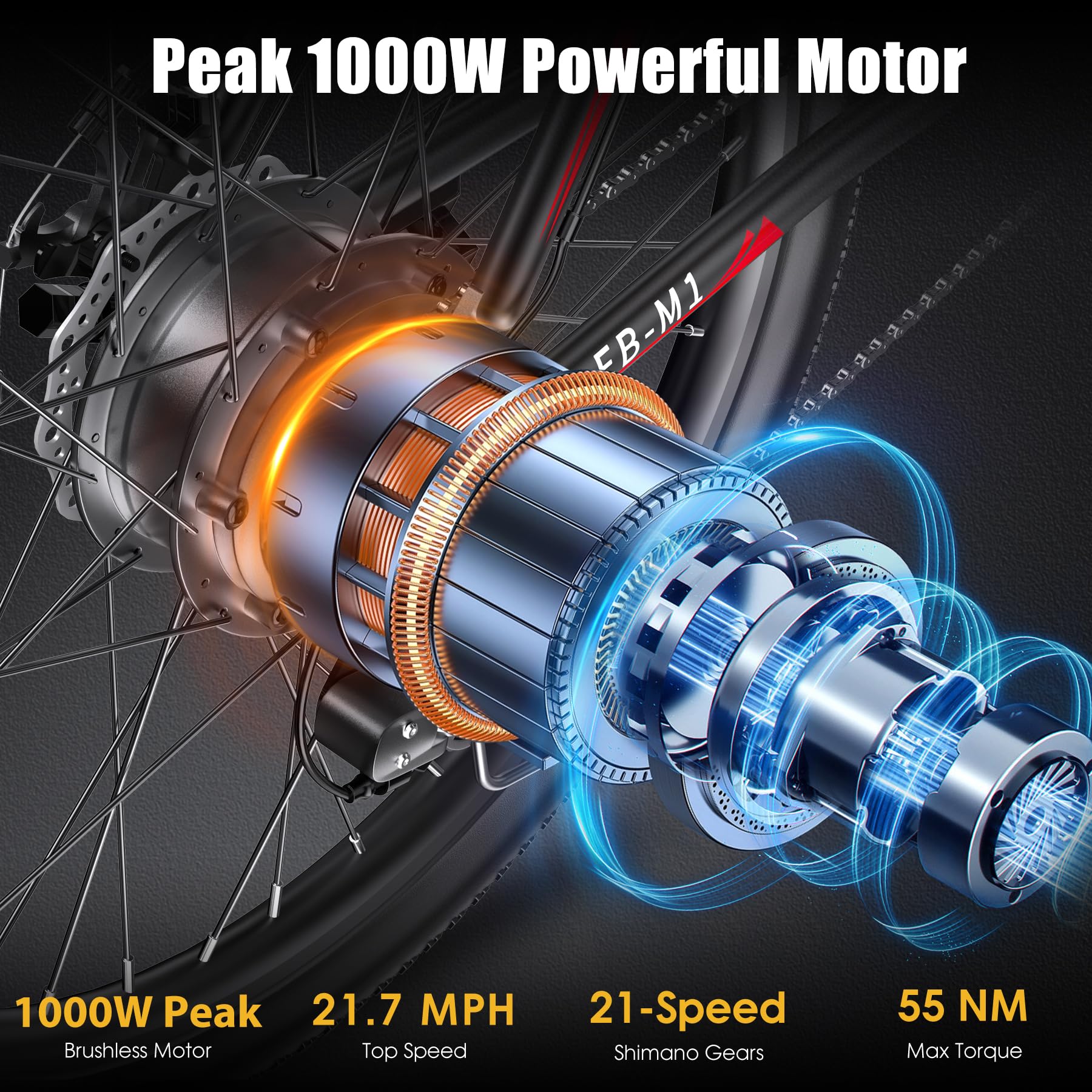 **1000W Electric Bike for Adults - Peak 26