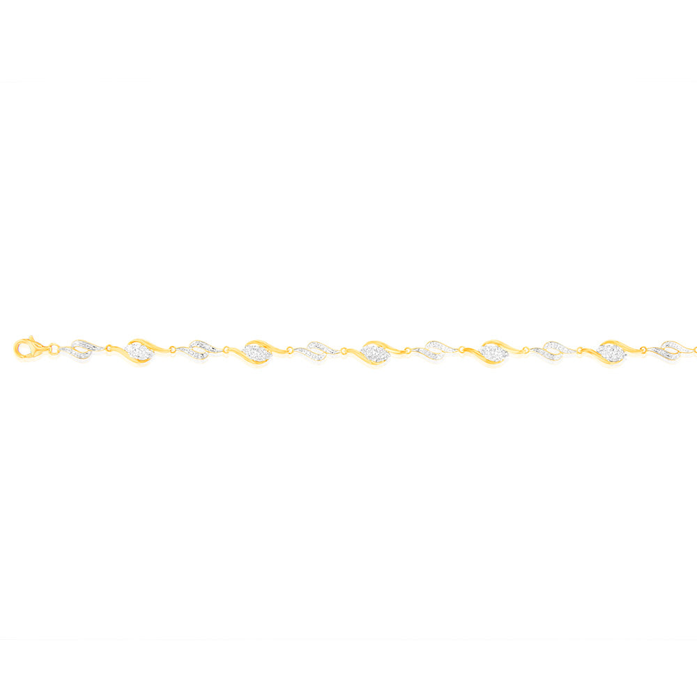 1/10 Carat Diamond Bracelet in 9ct Yellow & White Gold - Elegant Jewelry Gift for Women, Anniversary & Special Occasions