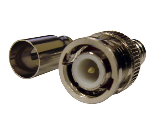 BNC Male Crimp Connector for RG59 Coaxial Cable - 2 Piece Set (Connector & Ferrule) - Perfect for CCTV, Security Systems & Audio/Video Installations