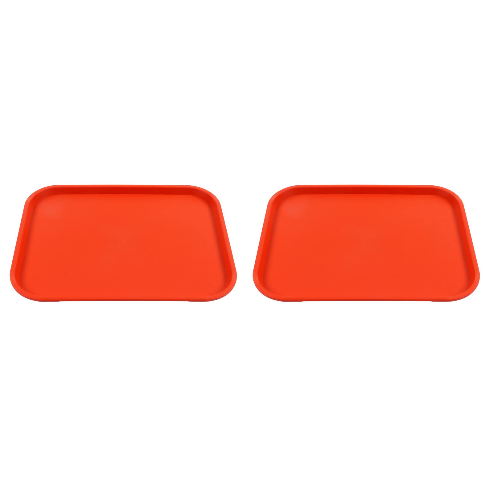 2-Pack Stackable Rectangular PP Fast Food Trays - Lightweight Anti-Slip Serving Trays for Restaurants, Cafes & Home Use - Perfect for Buffets, Parties & Food Service (Orange)