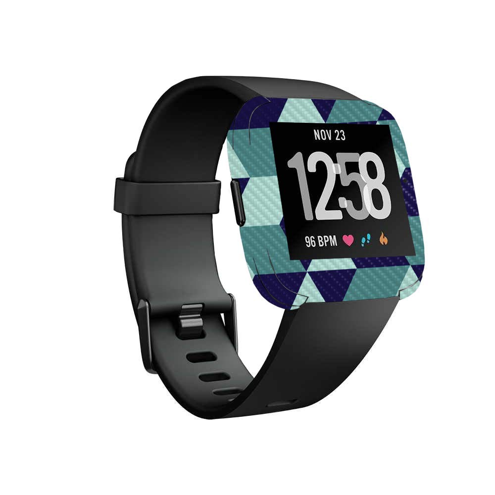 MightySkins Carbon Fiber Skin for Fitbit Versa - Geo Tile Design | Protective Durable Textured Cover | Easy to Apply & Remove | Made in USA | Perfect for Gym, Work & Daily Wear