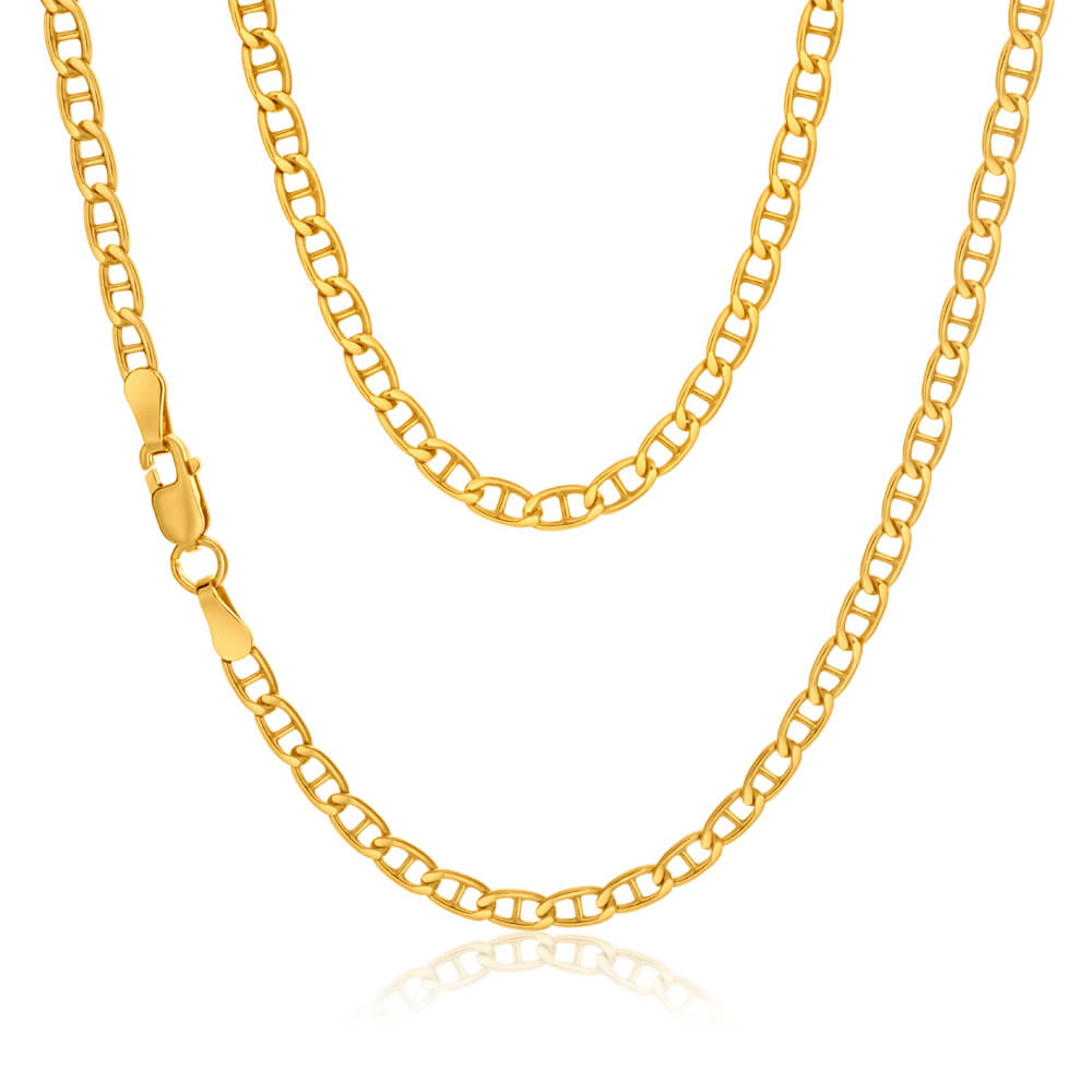 9ct Yellow Gold Plated Silver Anchor Chain - Durable & Stylish Jewelry for Women & Men - Perfect for Layering, Gifts & Everyday Wear