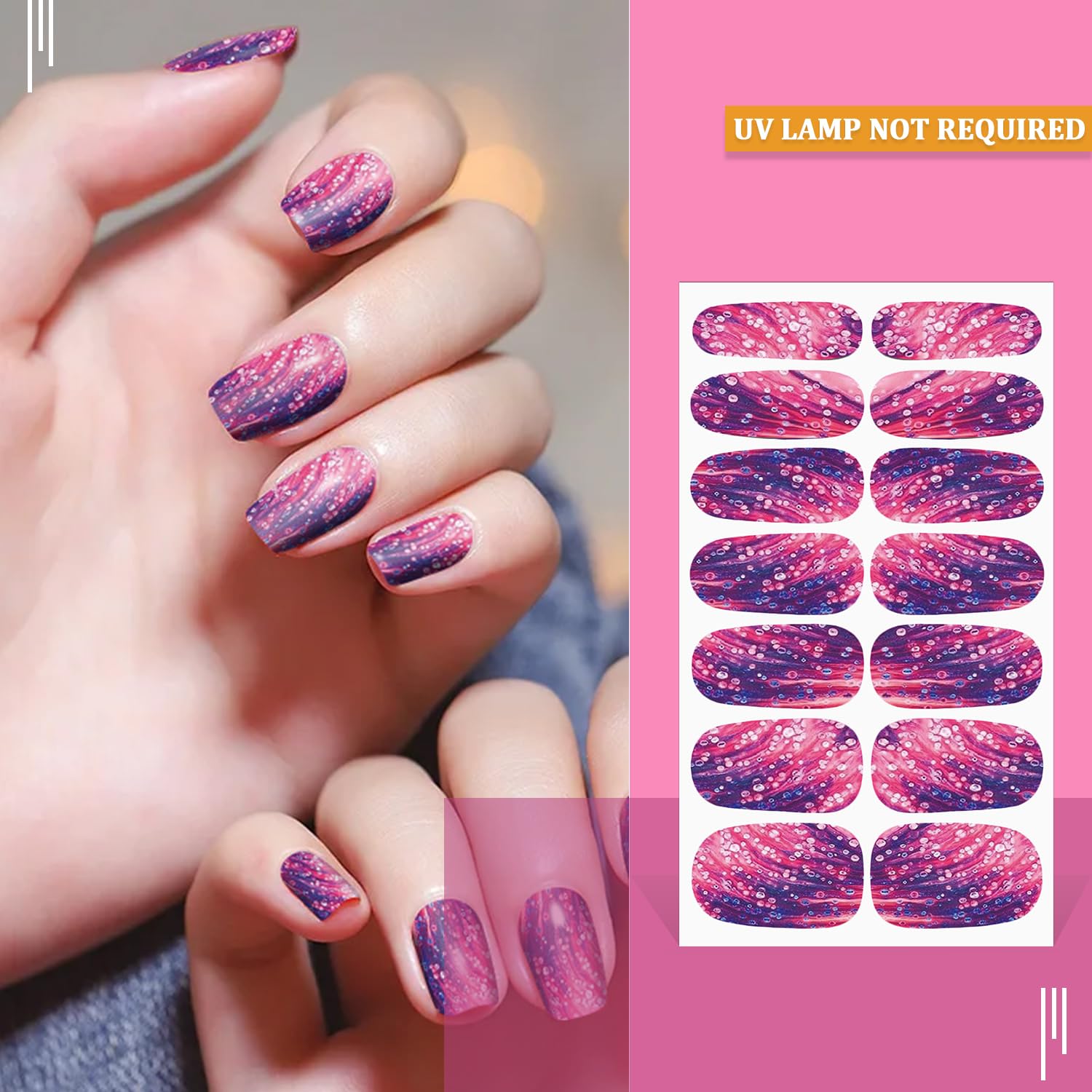 SILPECWEE 16 Sheets Nail Polish Stickers - Full Cover Self-Adhesive Nail Wraps for Women, Gel Nail Strips Press on Manicure Stickers with Nail File (Colorful Marble Design) - Perfect for Home Manicures, Parties & Gifts
