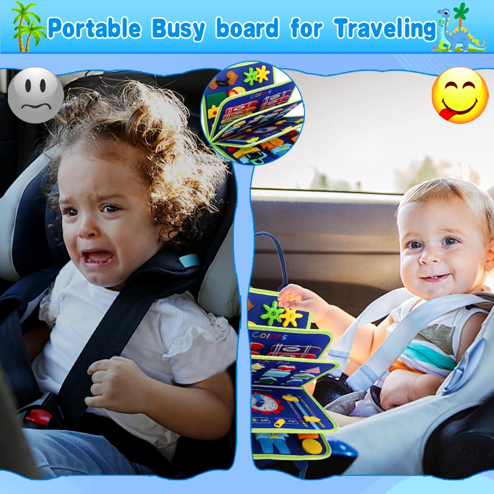 Montessori Busy Board for Toddlers 1-4 Years Old - Sensory Learning Toys for Babies 12+ Months | Airplane & Car Travel Activities, Preschool Educational Gifts for Boys & Girls | Perfect for Birthday Presents, Early Childhood Development & Long Trips