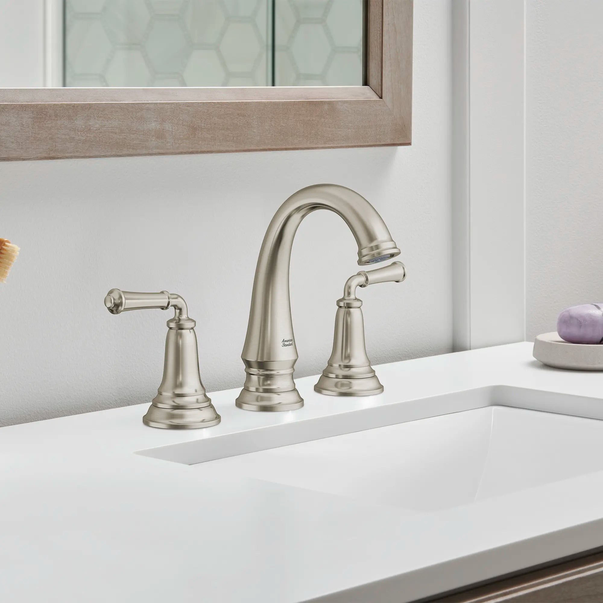 Delancey® 8 Inch Widespread 2 Handle Bathroom Faucet - 1.2 GPM/4.5 LPM Water Saving - Lever Handles - Perfect for Modern Vanities and Guest Bathrooms