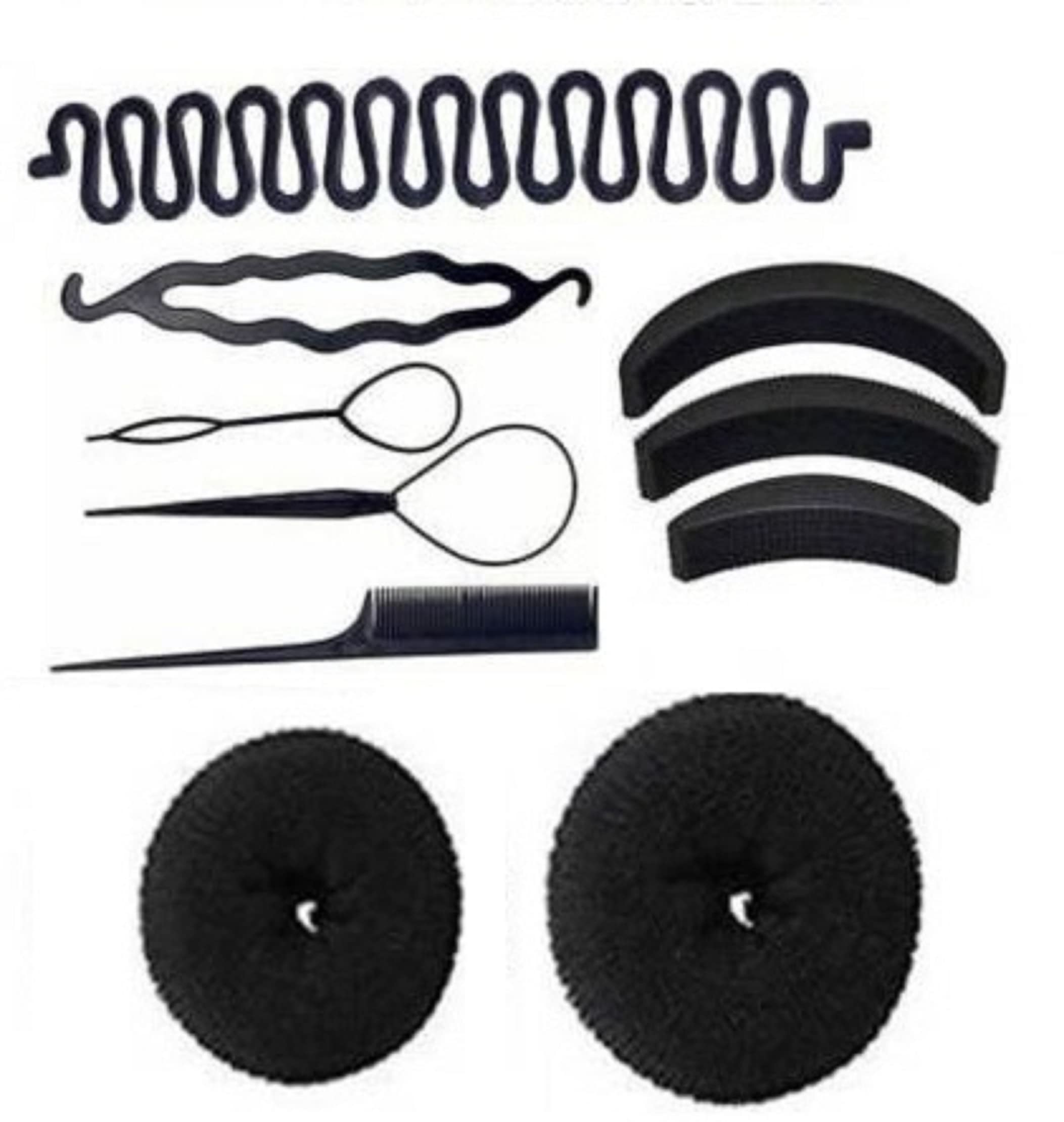UZC 10-Piece Hair Styling Tools Set - Hair Juda Maker, Donut Rings & Banana Puff Maker for Perfect Updos - Salon-Quality Hair Accessories for Women & Teens - Great for Parties, Weddings & Daily Styling