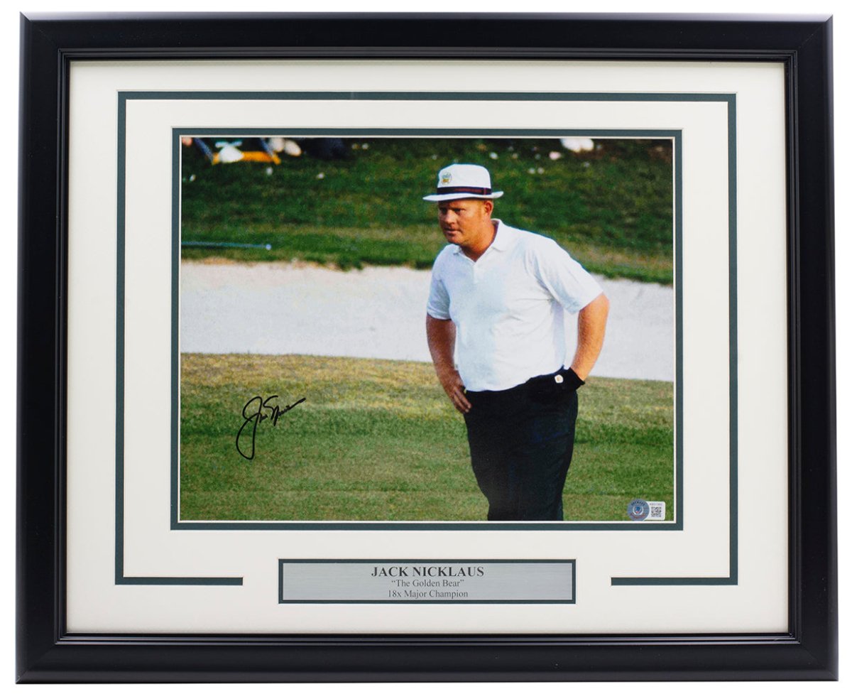 Jack Nicklaus Autographed Signed 11x14 Golf Photo with Framed Display & BAS LOA COA AB51360 - Perfect for Golf Memorabilia Collectors, Man Cave Decor, Sports Fan Gifts