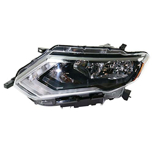 Compatible with 2017-2019 Nissan Rogue USA Built Halogen Headlight with LED Daytime Running Light - Left Driver Side Replacement - Perfect for Night Driving & Enhanced Visibility