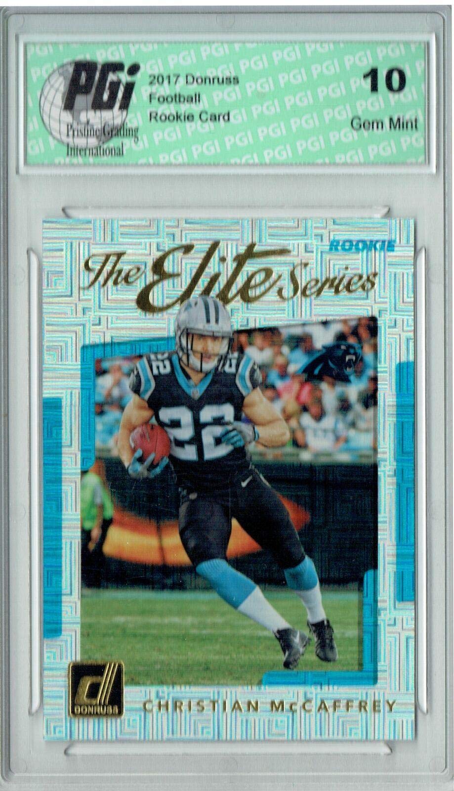 Christian McCaffrey 2017 Donruss #5 The Elite Series Rookie Football Card PGI 10 Graded - Collectible NFL Trading Card for Fans and Investors | Perfect for Display, Trading, and Sports Memorabilia Collections