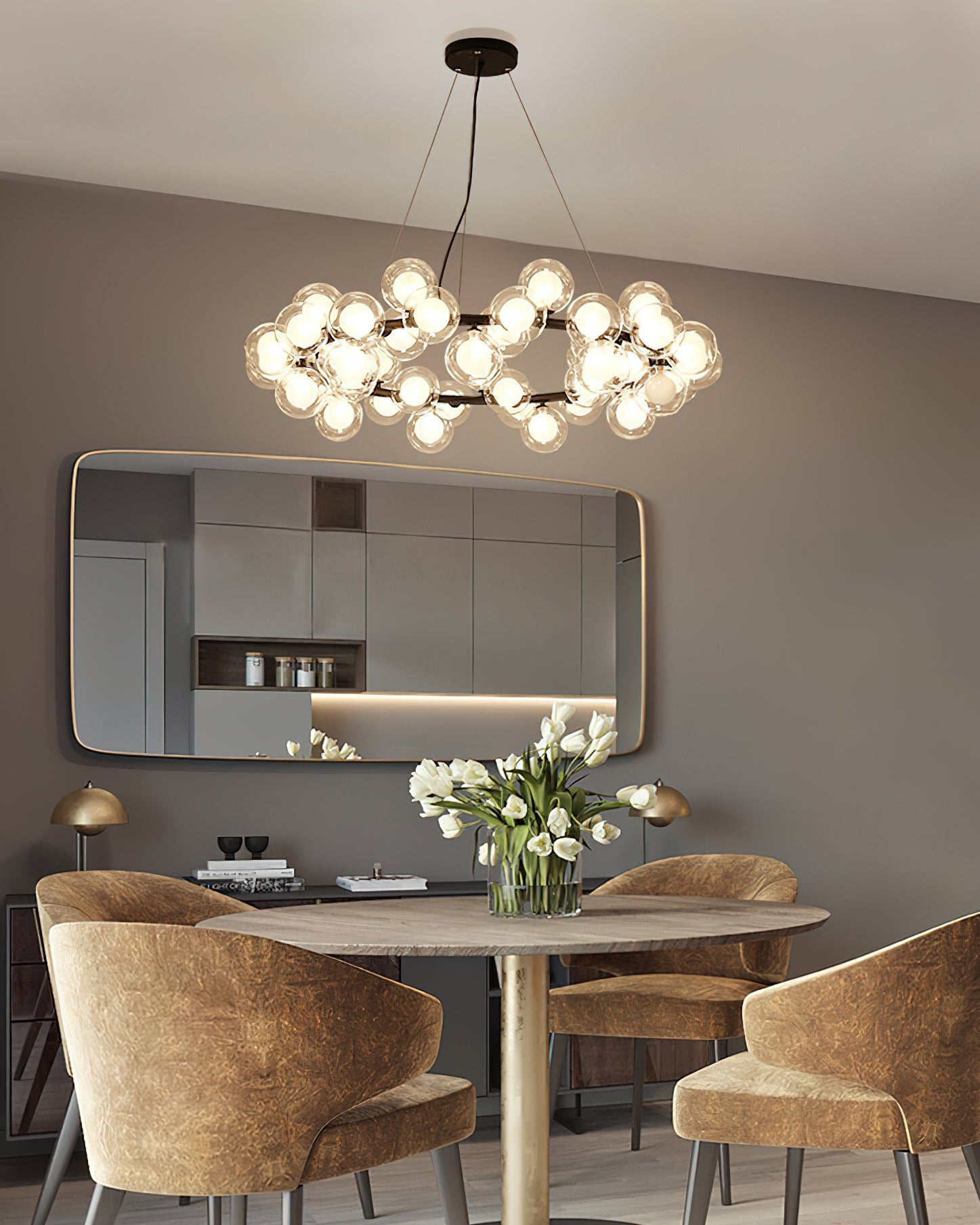 Stylish Bubble Ball Chandelier - Modern Crystal Glass Pendant Light Fixture for Dining Room, Bedroom & Living Room Decor | Perfect for Home, Hotel and Wedding Venue Lighting