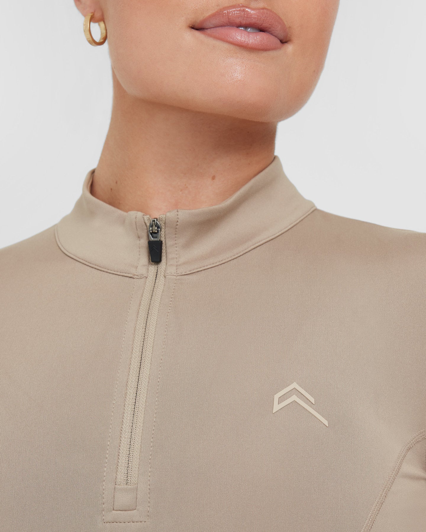 Timeless Half Zip Mid-Long Sleeve Top for Women - Soft Comfortable Pullover Sweatshirt in Sandstone | Casual Wear, Outdoor Activities, Layering Essential