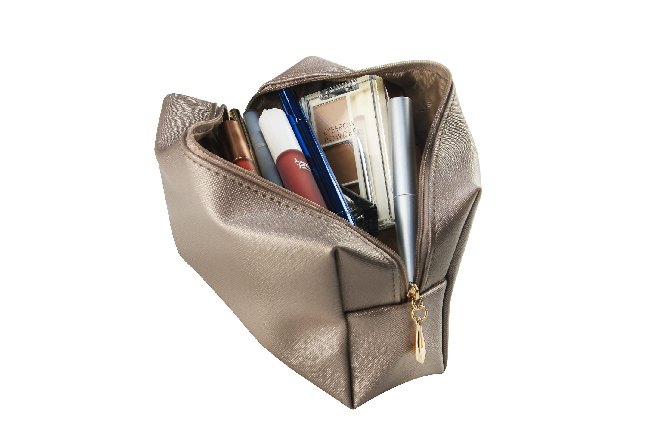 Portable Waterproof Makeup Bag for Women - Small Cosmetic Pouch & Toiletry Travel Organizer (Grayish Brown) - Perfect for Travel, Gym, and Daily Essentials Storage