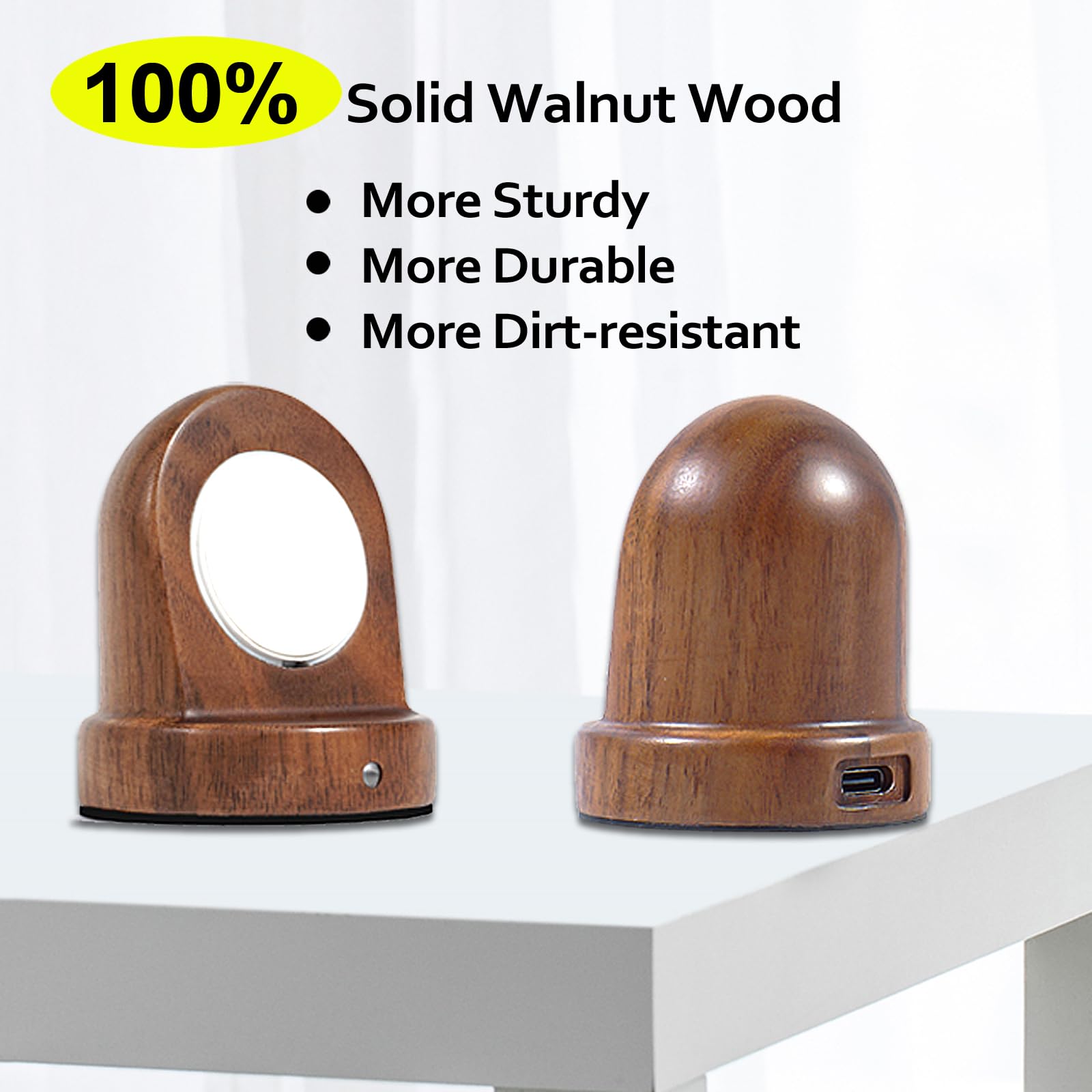 Premium Walnut Wood Apple Watch Charger Stand | Fast 3W Charging | USB-C Portable Charging Dock for Apple Watch Series 10/9/8/7/6/5/4/3/2/1/SE/SE 2/Ultra/Ultra 2 | Nightstand Mode Compatible | Perfect for Bedside, Office & Travel Use