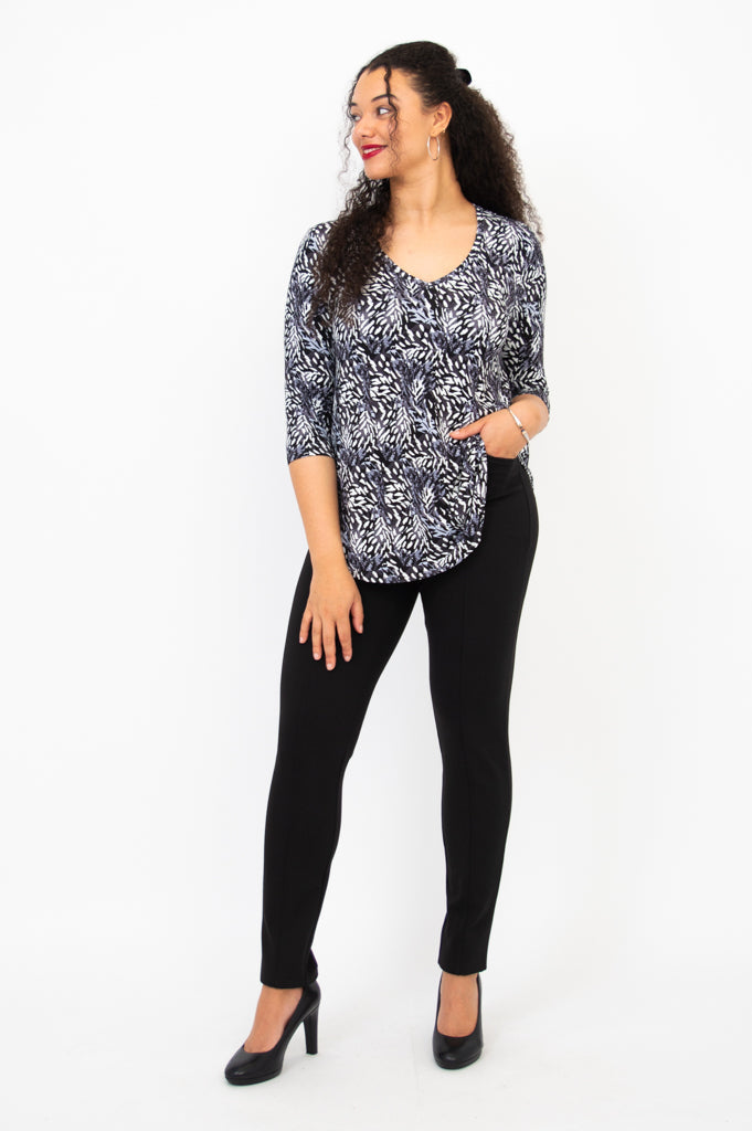 Jackie 3/4 Sleeve Top - Vintage Film Noir Style Bamboo Fabric Blouse for Women | Perfect for Casual Wear, Office Outfits & Retro Fashion Looks