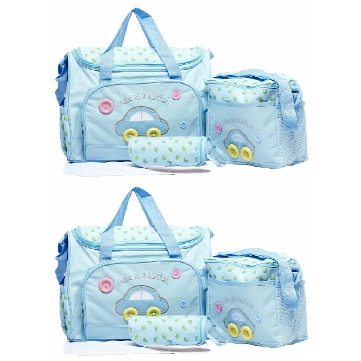 BESTonZON 2-Pack Waterproof Diaper Bags for Baby Changing - Compact Nappy Changing Bag Purse with Multiple Pockets, Perfect for Travel, Daycare & Nursery Essentials Organization