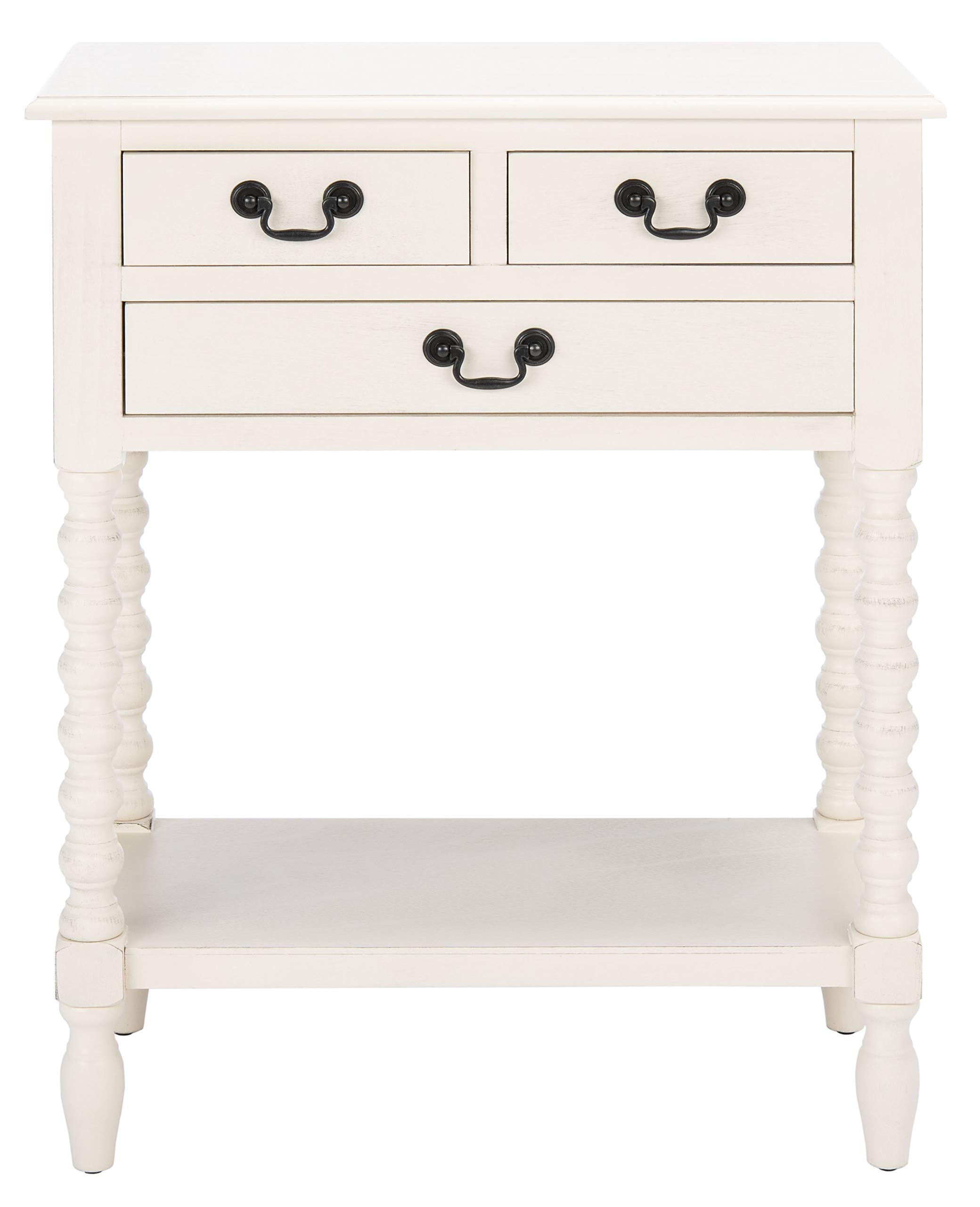 SAFAVIEH Home Collection Athena Distressed White 3-Drawer Console Table - Farmhouse Style Entryway Furniture for Hallway, Living Room & Bedroom Decor