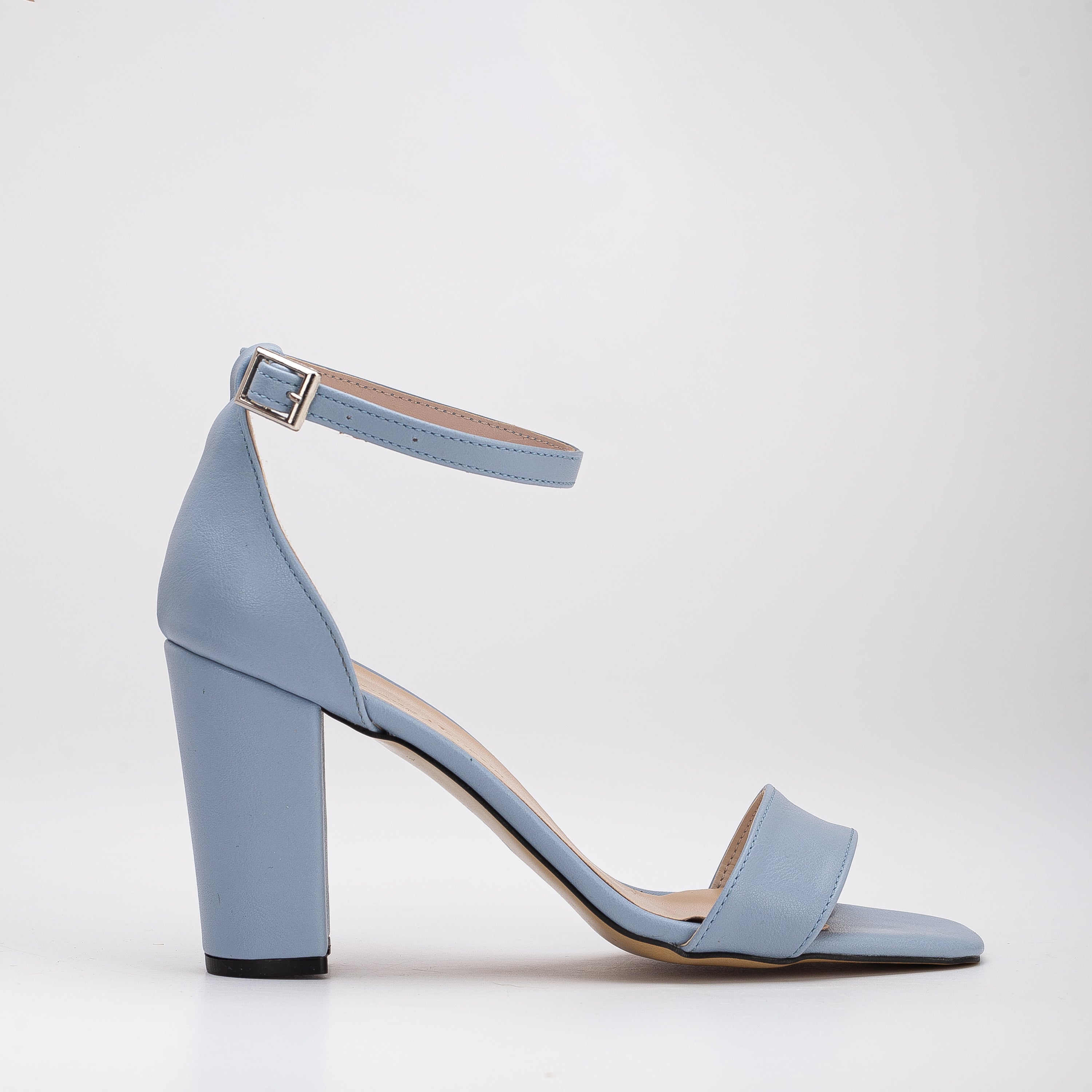 Jess Light Blue Open Toe Block Heels - Women's Comfortable Chunky Heel Sandals for Summer Weddings, Parties & Office Wear