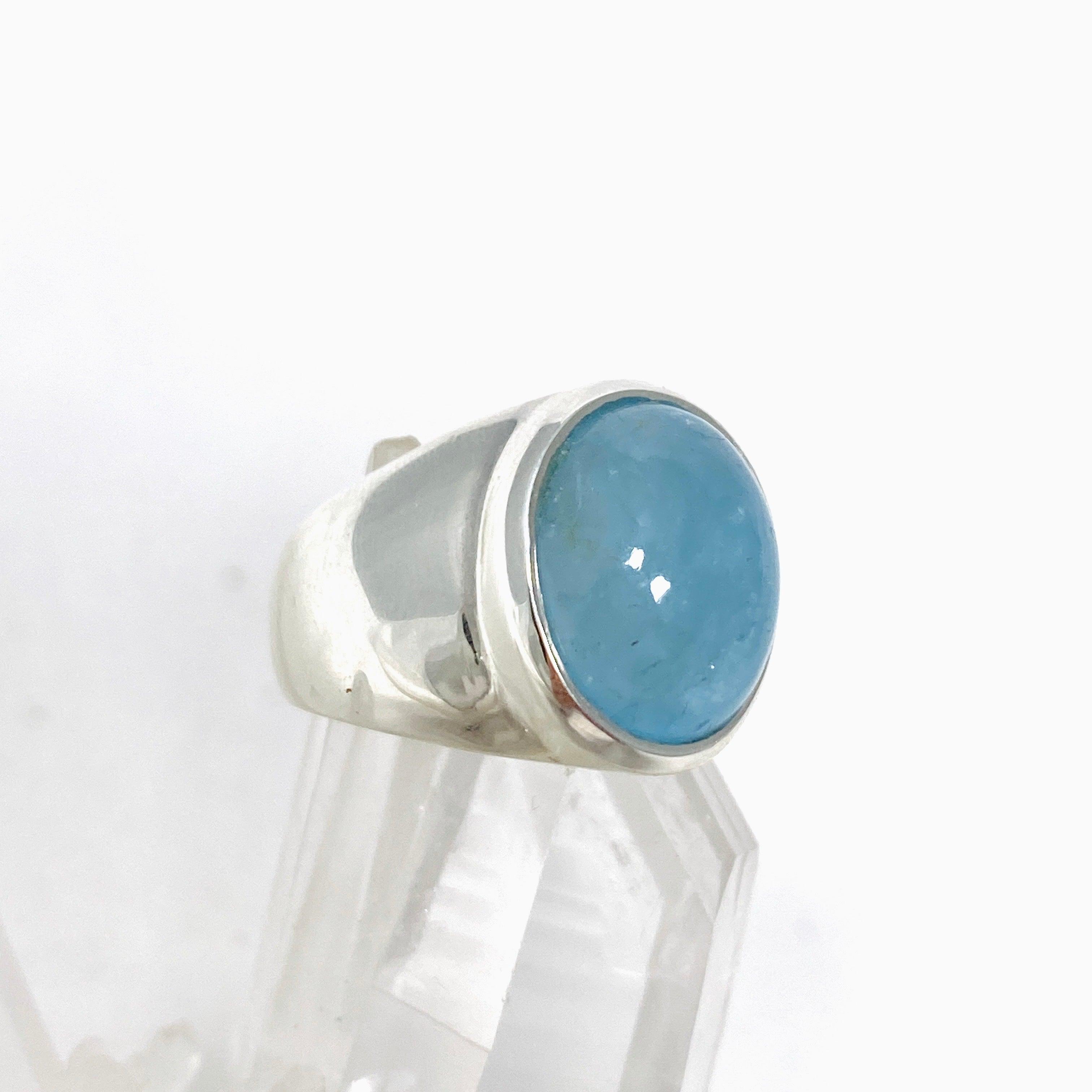 Aquamarine Oval Ring for Women - Size 7 Sterling Silver Birthstone Jewelry KRGJ3257 | Perfect for Engagement, Anniversary Gifts & Everyday Wear