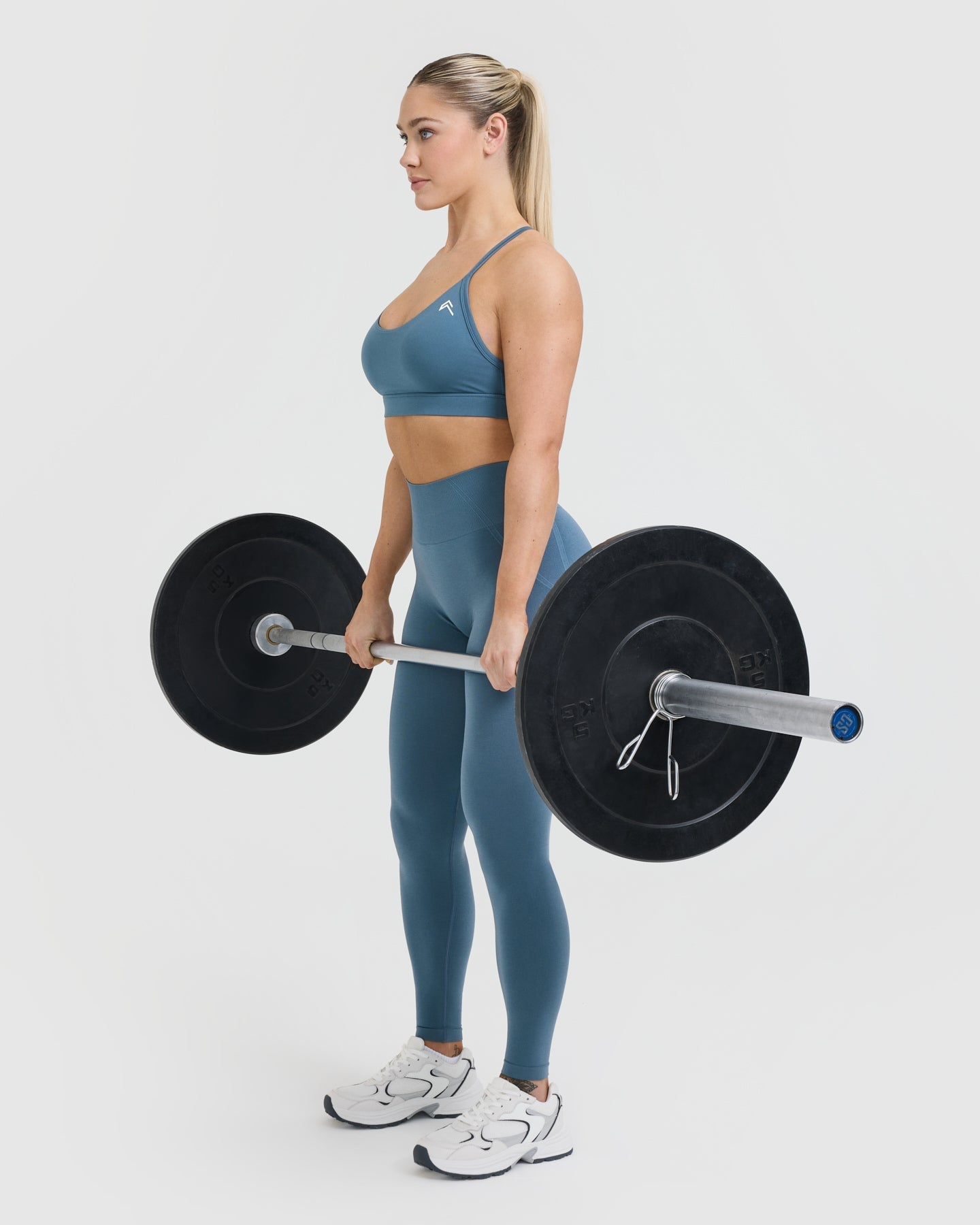 Moonstone Blue Seamless Leggings for Women - High Waisted Yoga Pants with Comfortable Stretch Fabric - Perfect for Workouts, Running, Yoga & Lounge Wear