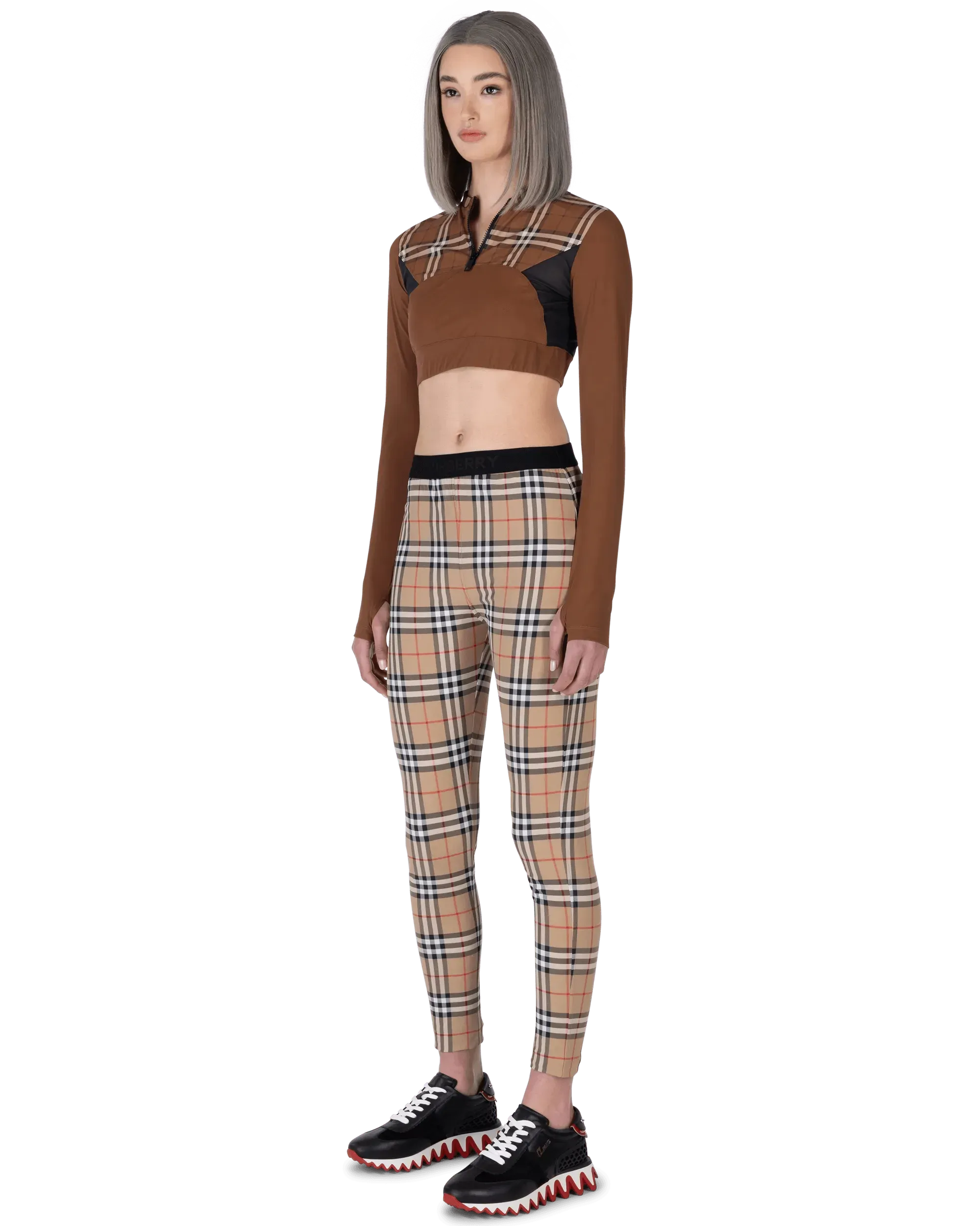 Everley Women's Check Print Athletic Long Sleeve Top - Breathable Workout Shirt for Yoga, Running & Gym Training