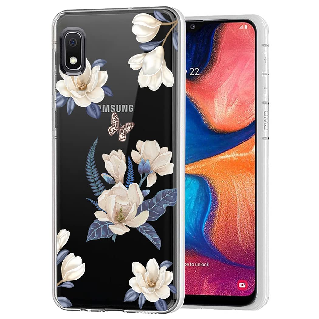 Cute Clear Slim Shockproof TPU Case for Samsung Galaxy A10E - Soft Flexible Protective Cover with Floral Design for Women & Girls (White Flower) | Perfect for Everyday Use, School & Work Protection