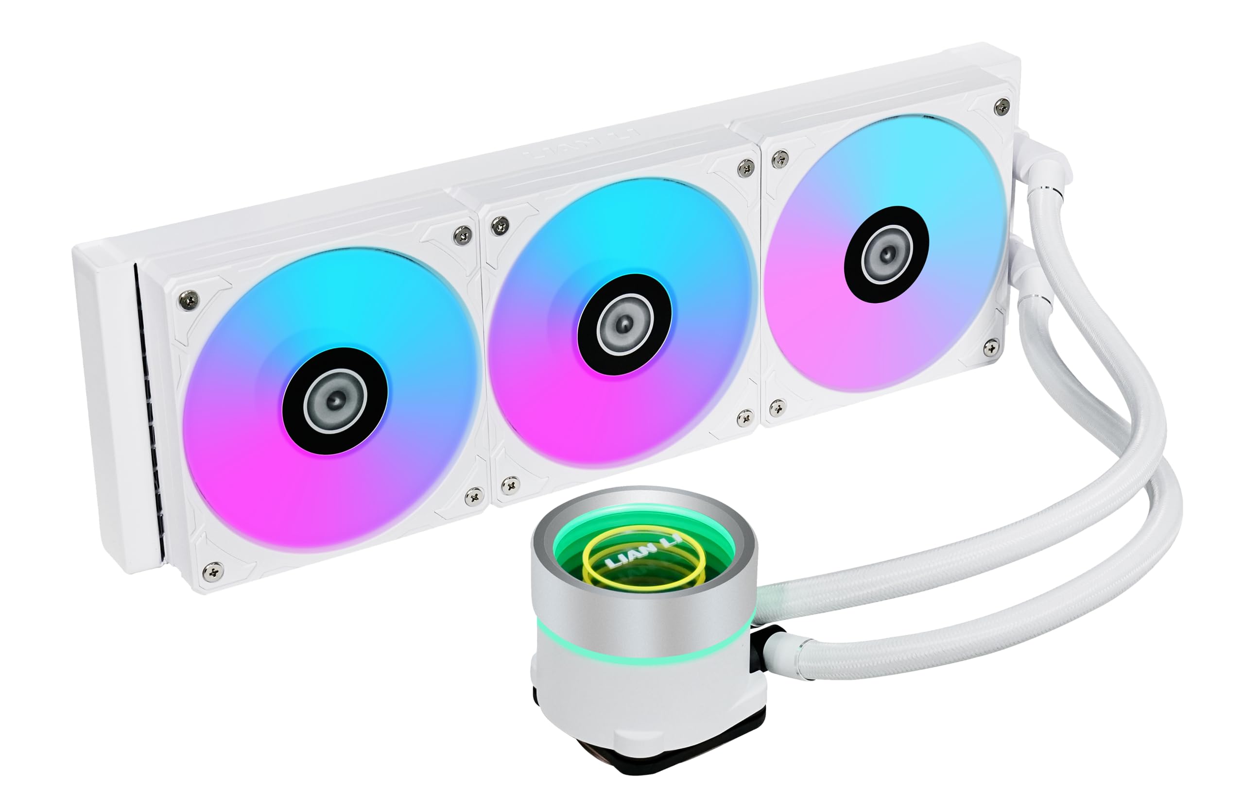 Lian Li GA2T36W Galahad II Trinity 360mm AIO RGB CPU Liquid Cooler - Daisy-Chain ARGB Radiator Fans - Compatible with Intel LGA 1700/1200/115X & AMD AM5/AM4 - White - Perfect for Gaming PCs & High-Performance Workstations