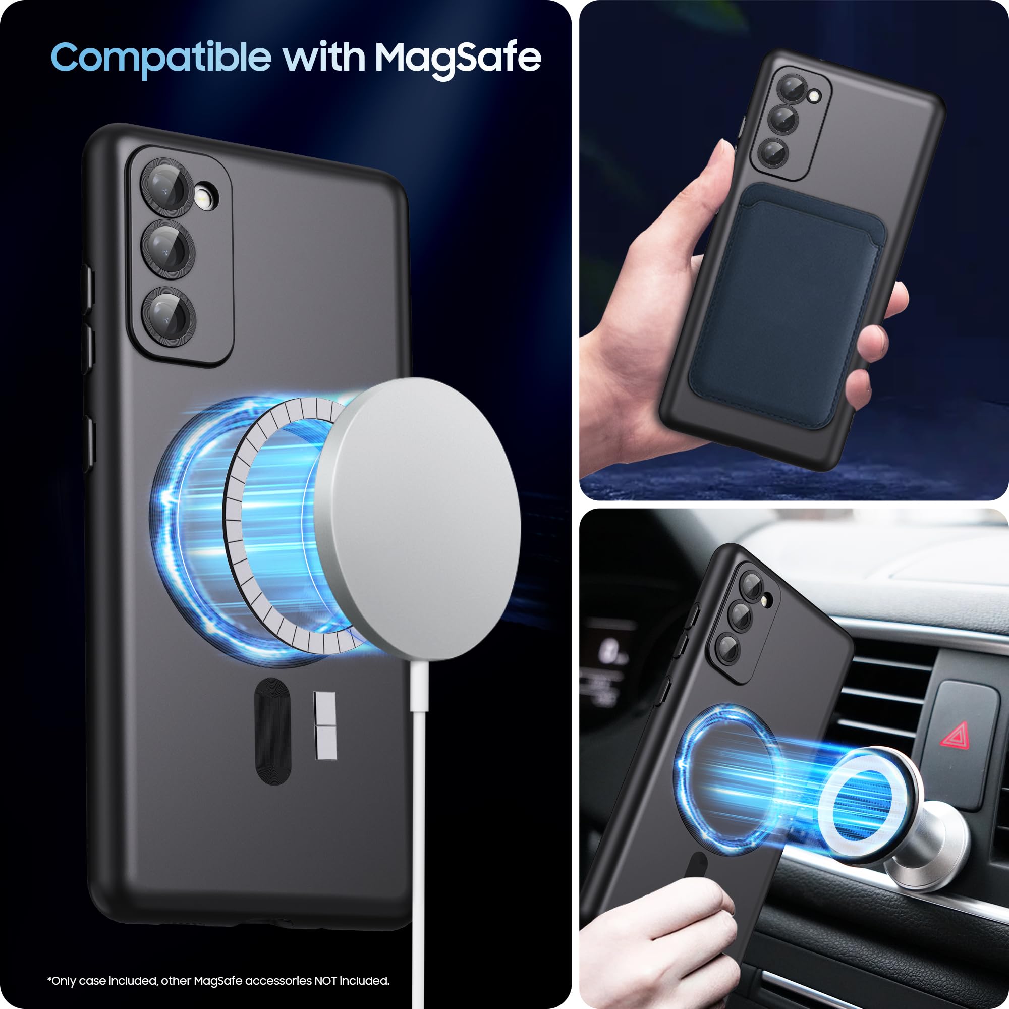 Magnetic Case for Samsung Galaxy S20 FE 5G - Slim Soft TPU Shockproof Phone Cover with MagSafe Compatibility & Built-in Camera Lens Protector (Black) | Perfect for Everyday Protection & Wireless Charging