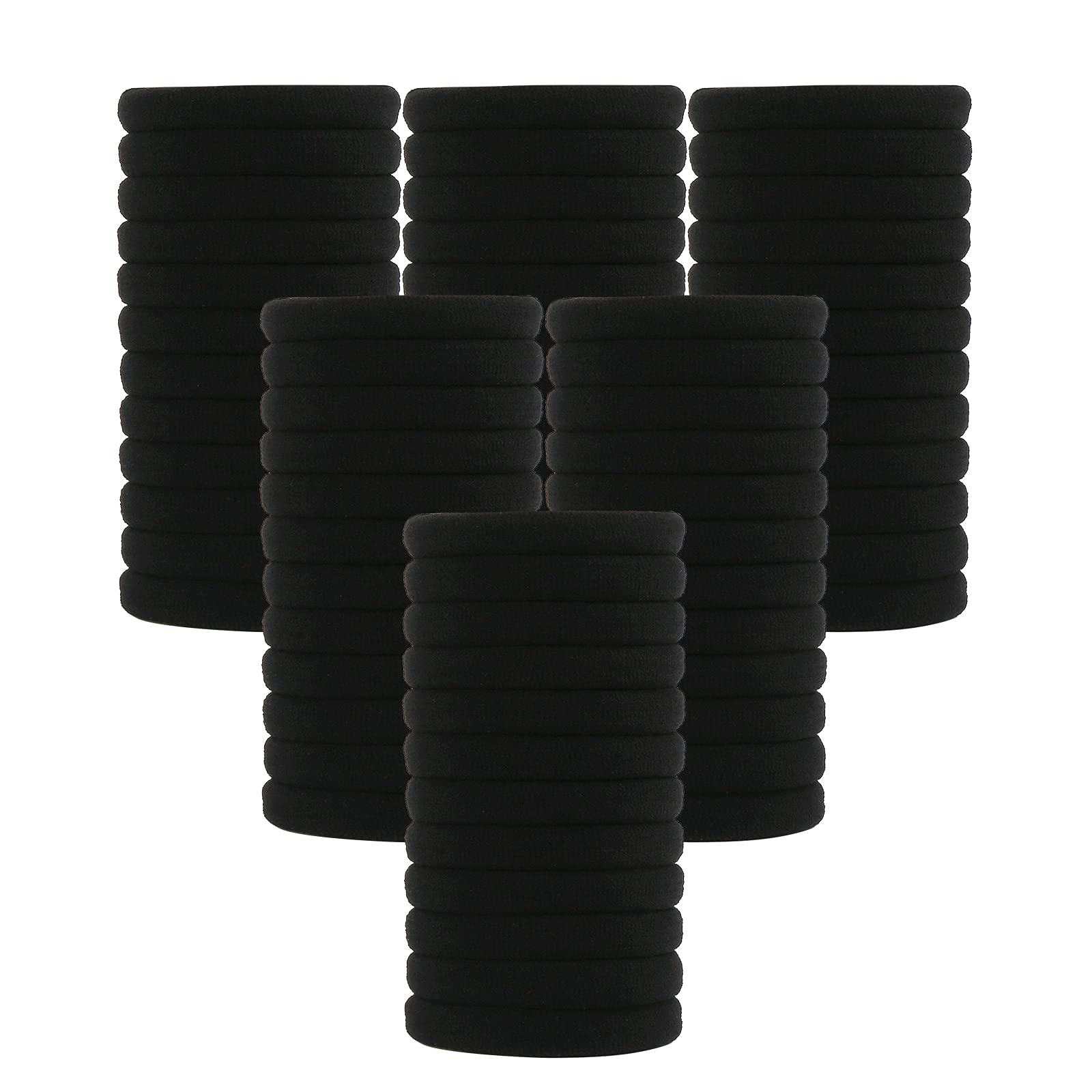 60PCS Black Large Hair Ties - Soft Cotton Hair Bands & Seamless Ponytail Holders for Women by NineTong - Perfect for Gym, Work, and Everyday Hairstyles