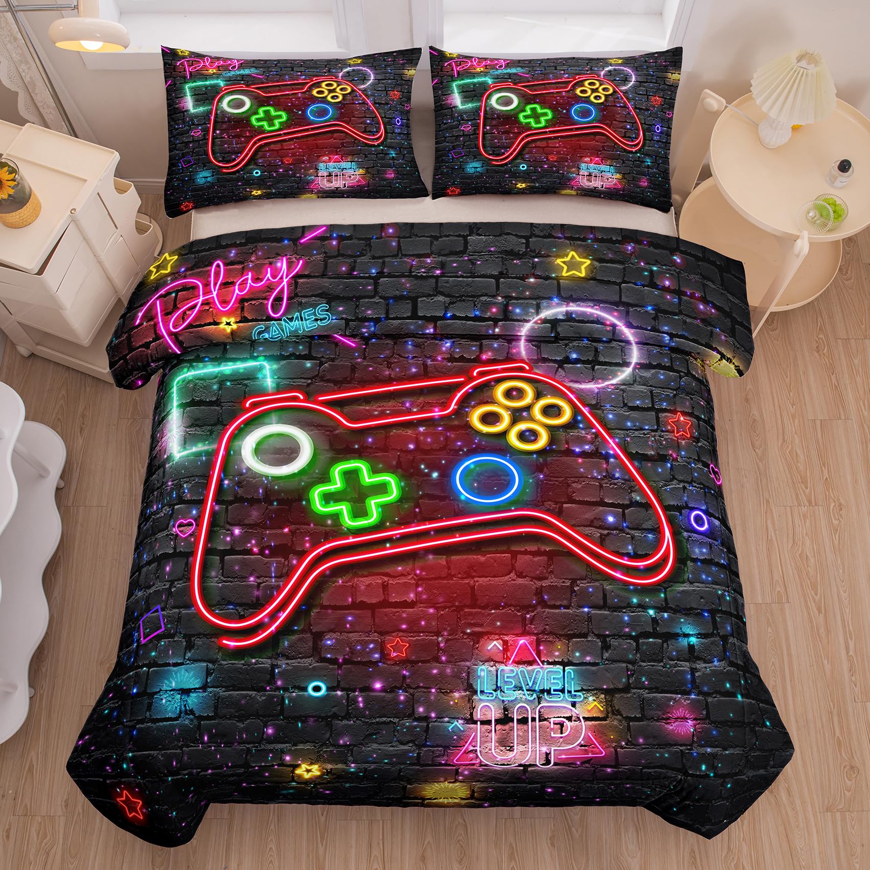 MWMWMW Gaming Comforter Set for Boys - Twin Size Bedding Set with Pillowcase | Soft & Durable Kids/Teens Comforter | Perfect for Gaming Rooms, Sleepovers & Teen Bedrooms