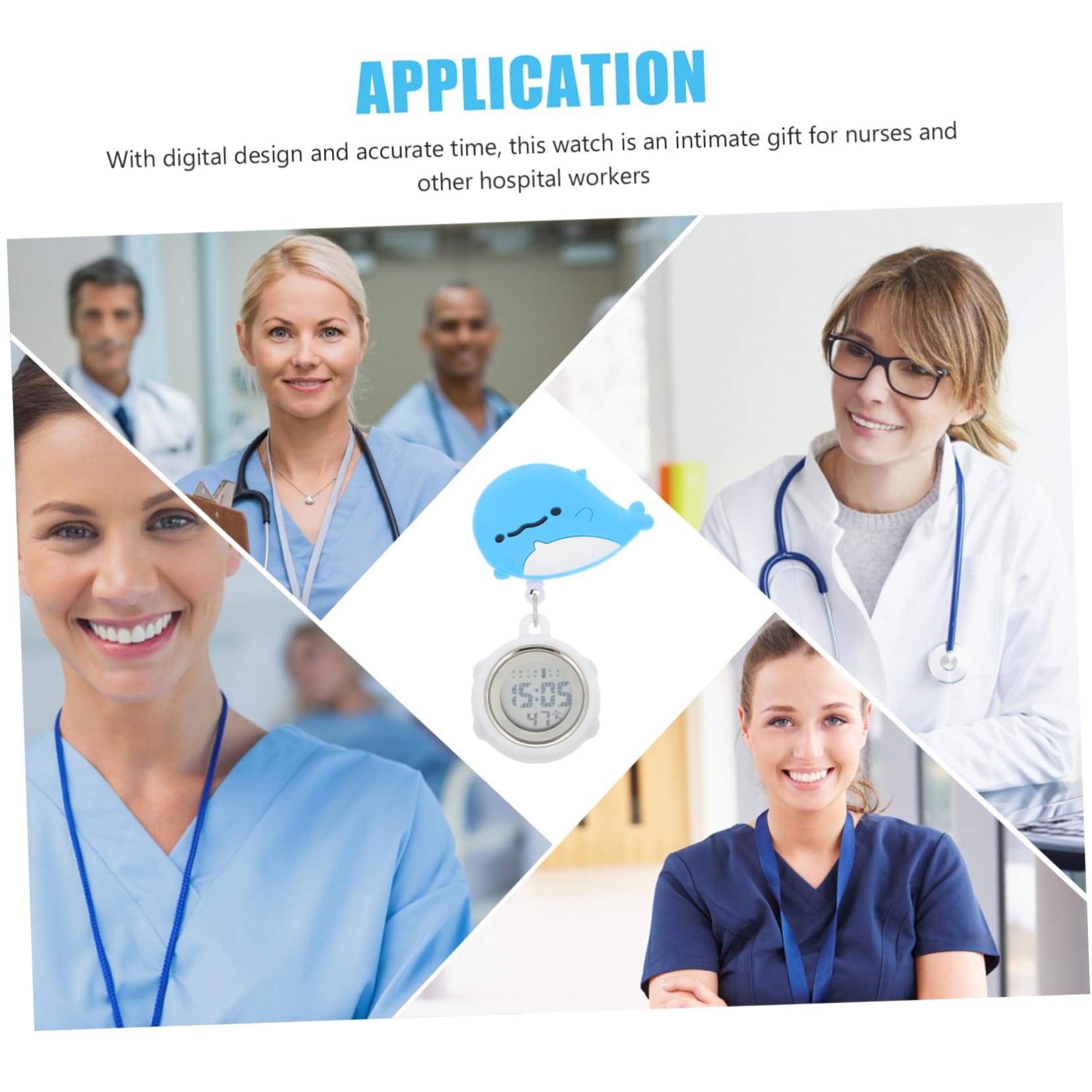 Holibanna Nurse Watch Clip - Blue Digital Fob Watch for Women, Stainless Steel - Perfect for Medical Professionals