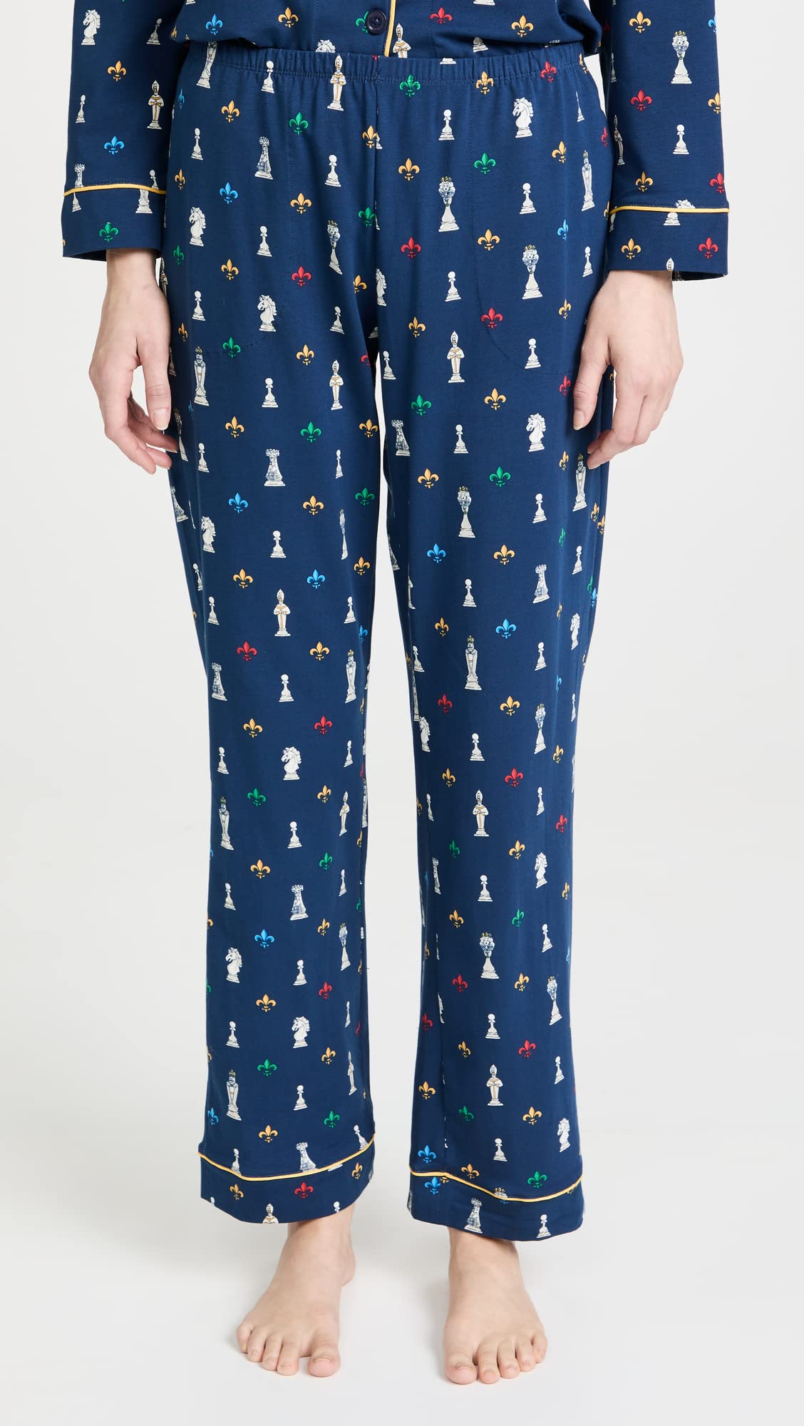 BedHead Pajamas Women's Classic Notch Collar PJ Set - Soft Cotton Sleepwear, Checkmate Blue Print, Size S - Cozy Loungewear for Relaxing at Home & Sleepovers